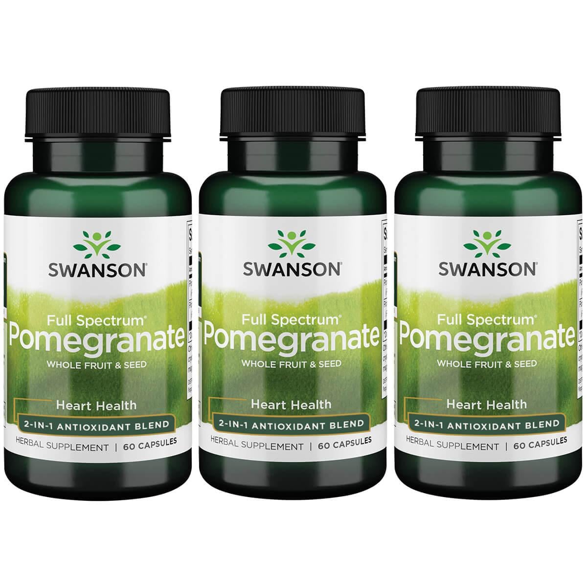 Swanson Premium Full Spectrum Pomegranate Whole Fruit & Seed 3 Pack Vitamin 60 Caps
