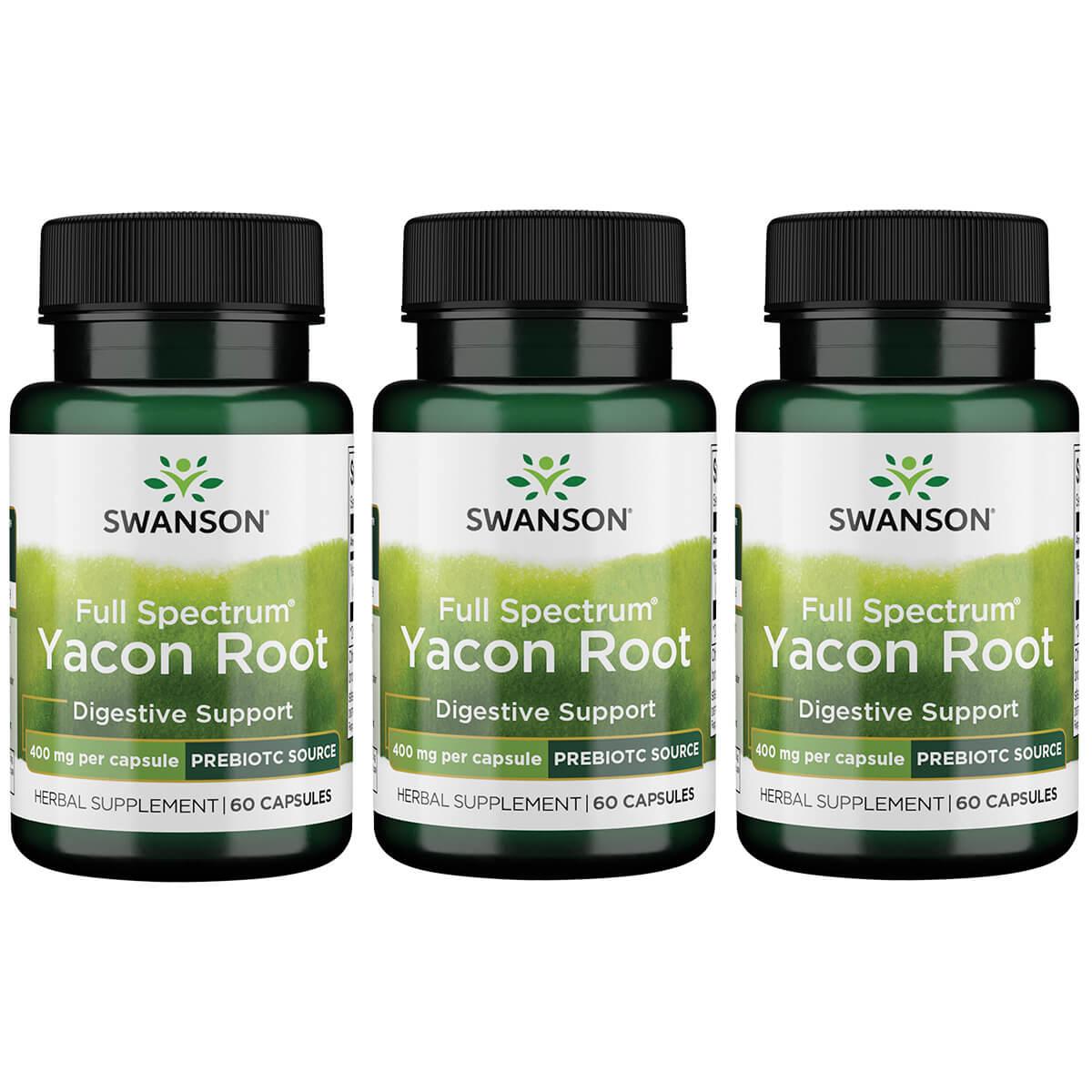 Swanson Premium Full Spectrum Yacon Root 3 Pack Vitamin 400 mg 60 Caps