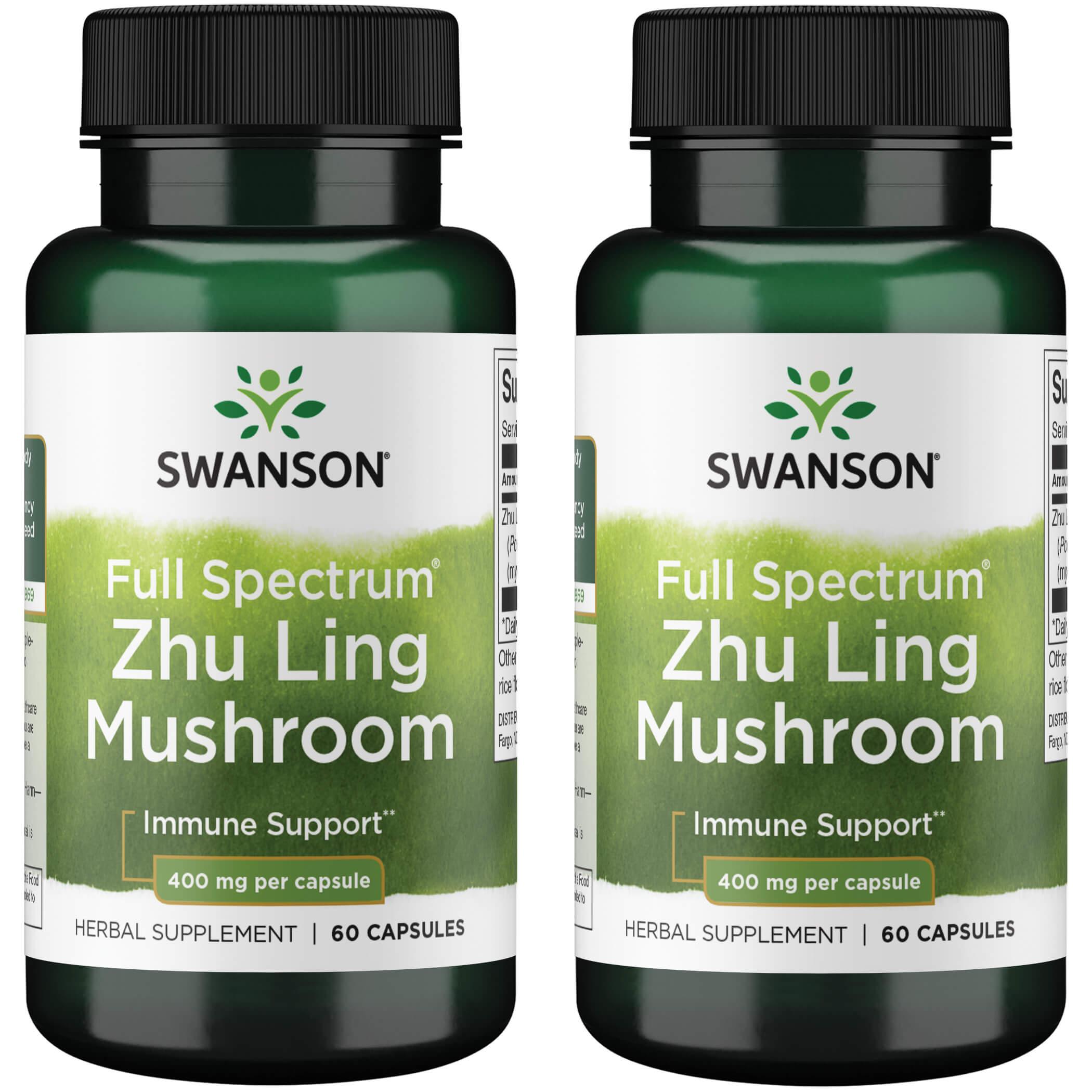 Swanson Premium Full Spectrum Zhu Ling Mushroom 2 Pack Vitamin 400 mg 60 Caps Herbs and Supplements