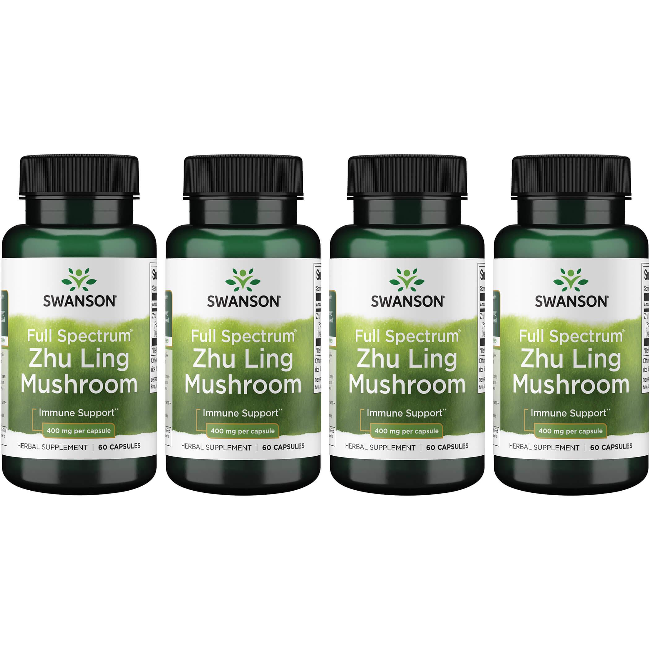 Swanson Premium Full Spectrum Zhu Ling Mushroom 4 Pack Vitamin 400 mg 60 Caps Herbs and Supplements