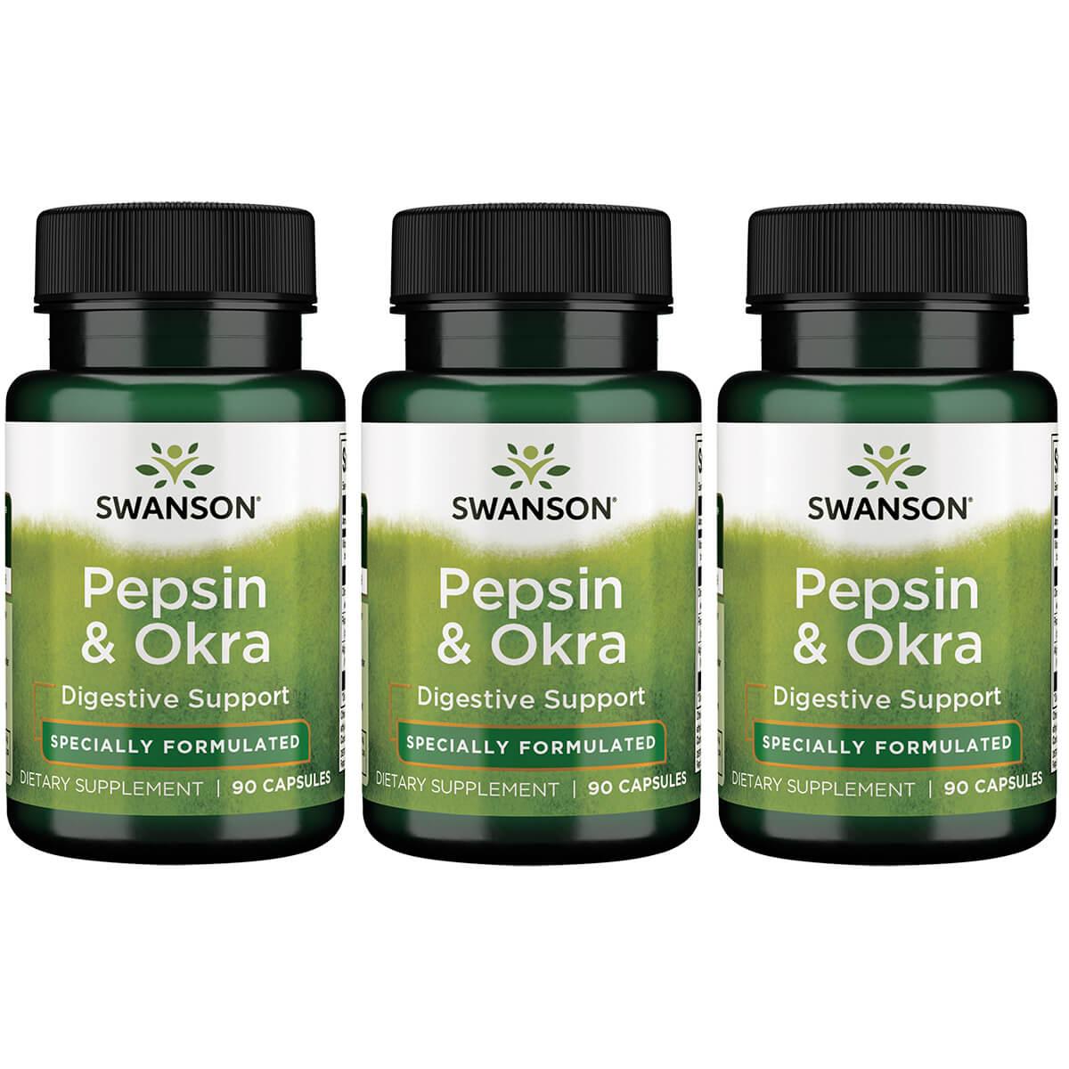 Swanson Premium Pepsin & Okra 3 Pack Vitamin 90 Caps