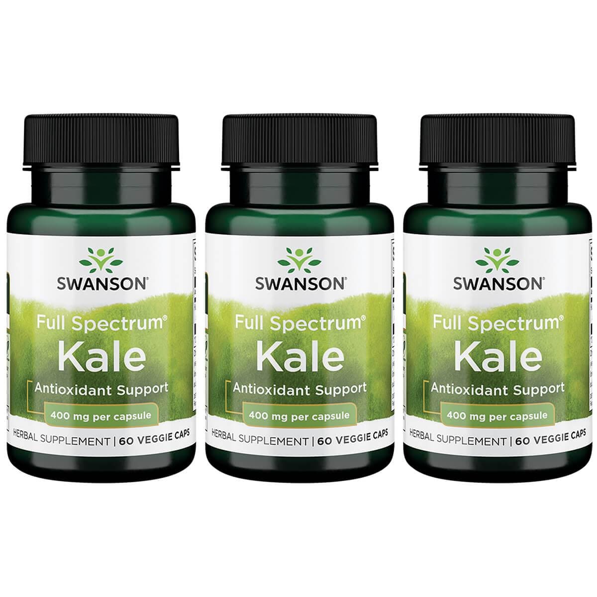 Swanson Premium Full Spectrum Kale 3 Pack Vitamin 400 mg 60 Veg Caps