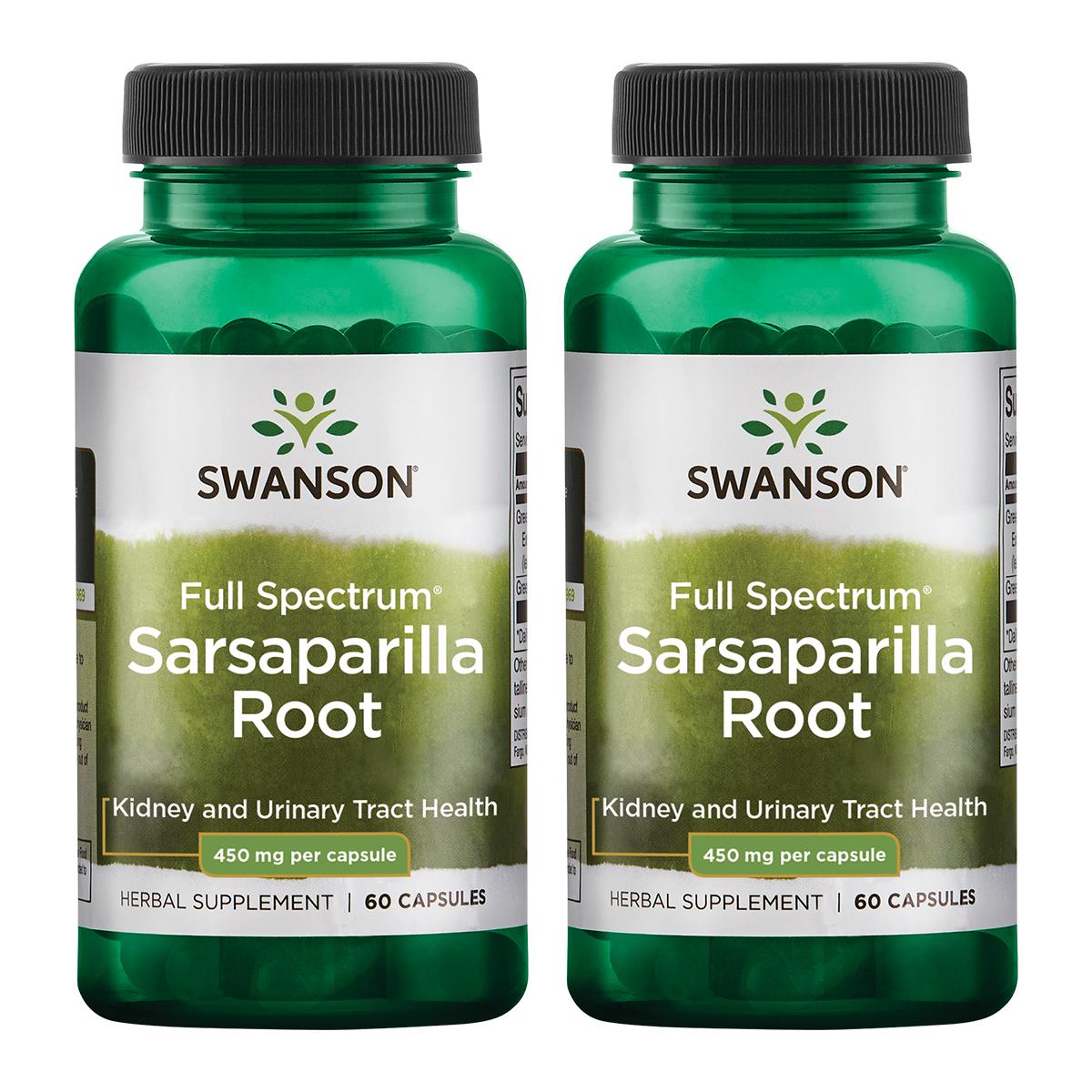 Swanson Premium Full Spectrum Sarsaparilla Root 2 Pack Vitamin 450 mg 60 Caps