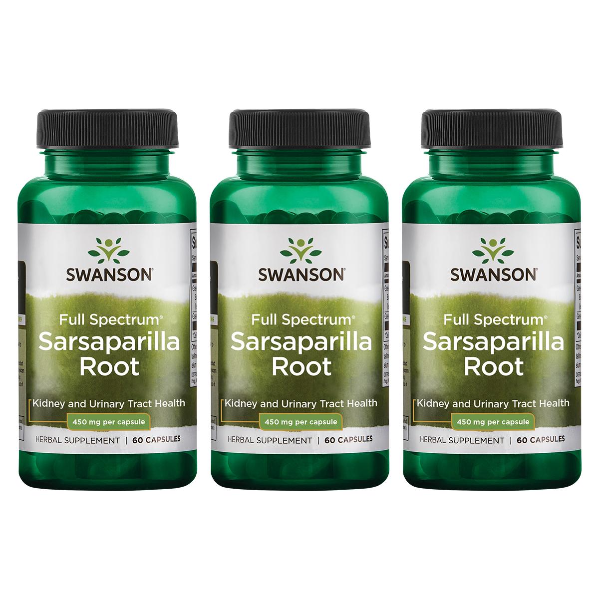Swanson Premium Full Spectrum Sarsaparilla Root 3 Pack Vitamin 450 mg 60 Caps