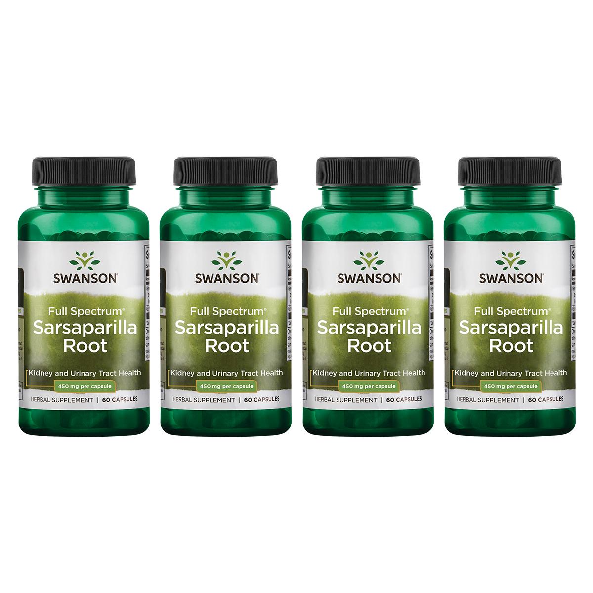 Swanson Premium Full Spectrum Sarsaparilla Root 4 Pack Vitamin 450 mg 60 Caps