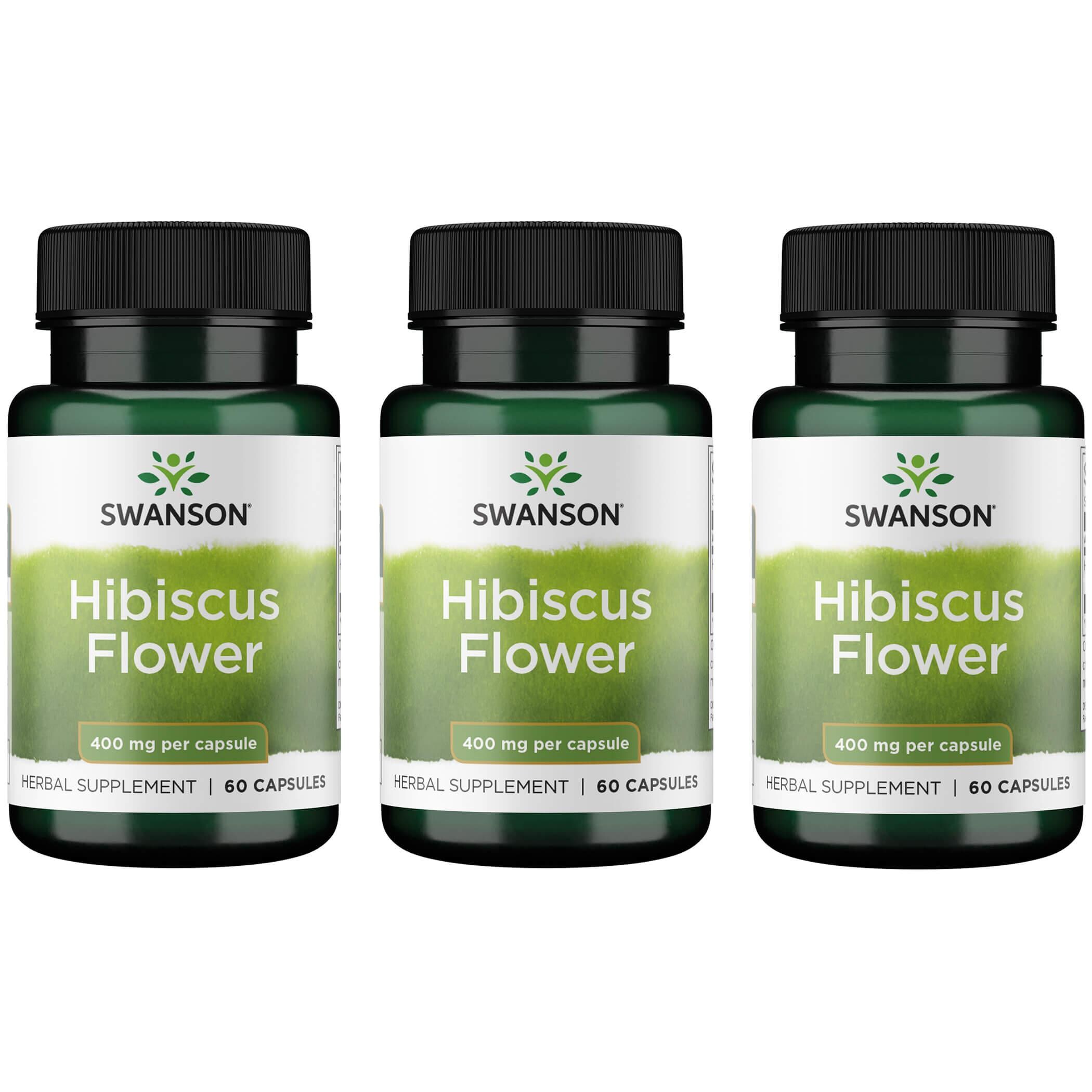 Swanson Premium Hibiscus Flower 3 Pack Vitamin 400 mg 60 Caps