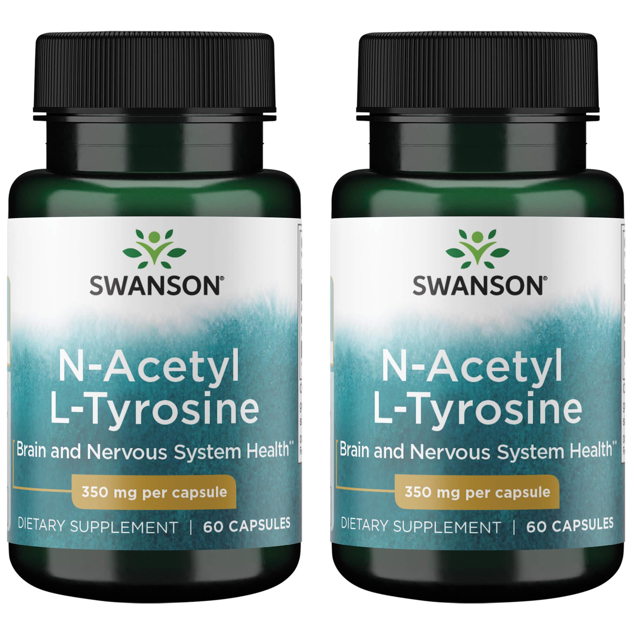 Swanson Premium N-Acetyl L-Tyrosine 2 Pack Supplement Vitamin 350 mg 60 Caps