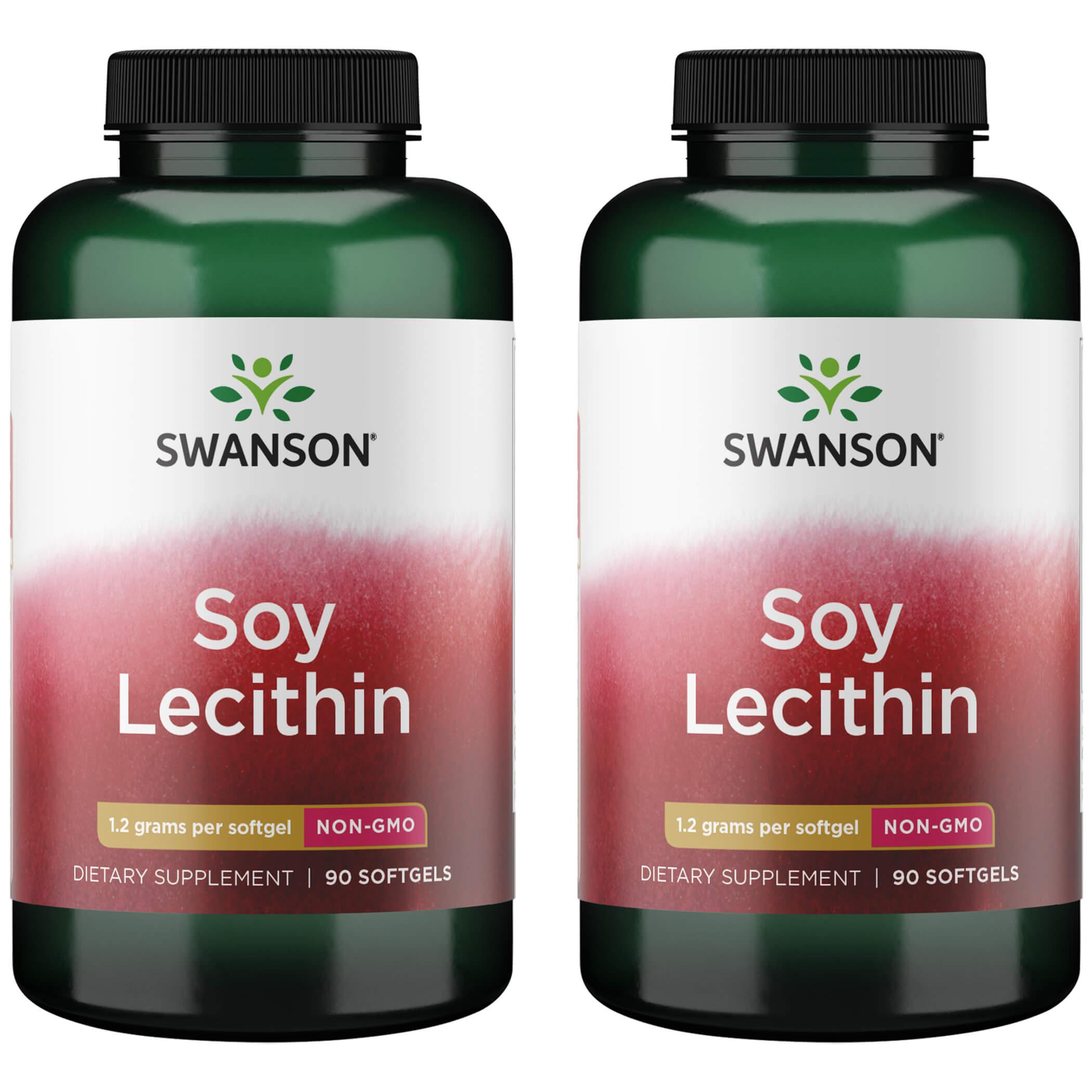 Swanson Premium Soy Lecithin Non-Gmo 2 Pack Supplement Vitamin 1.2 G 90 Soft Gels