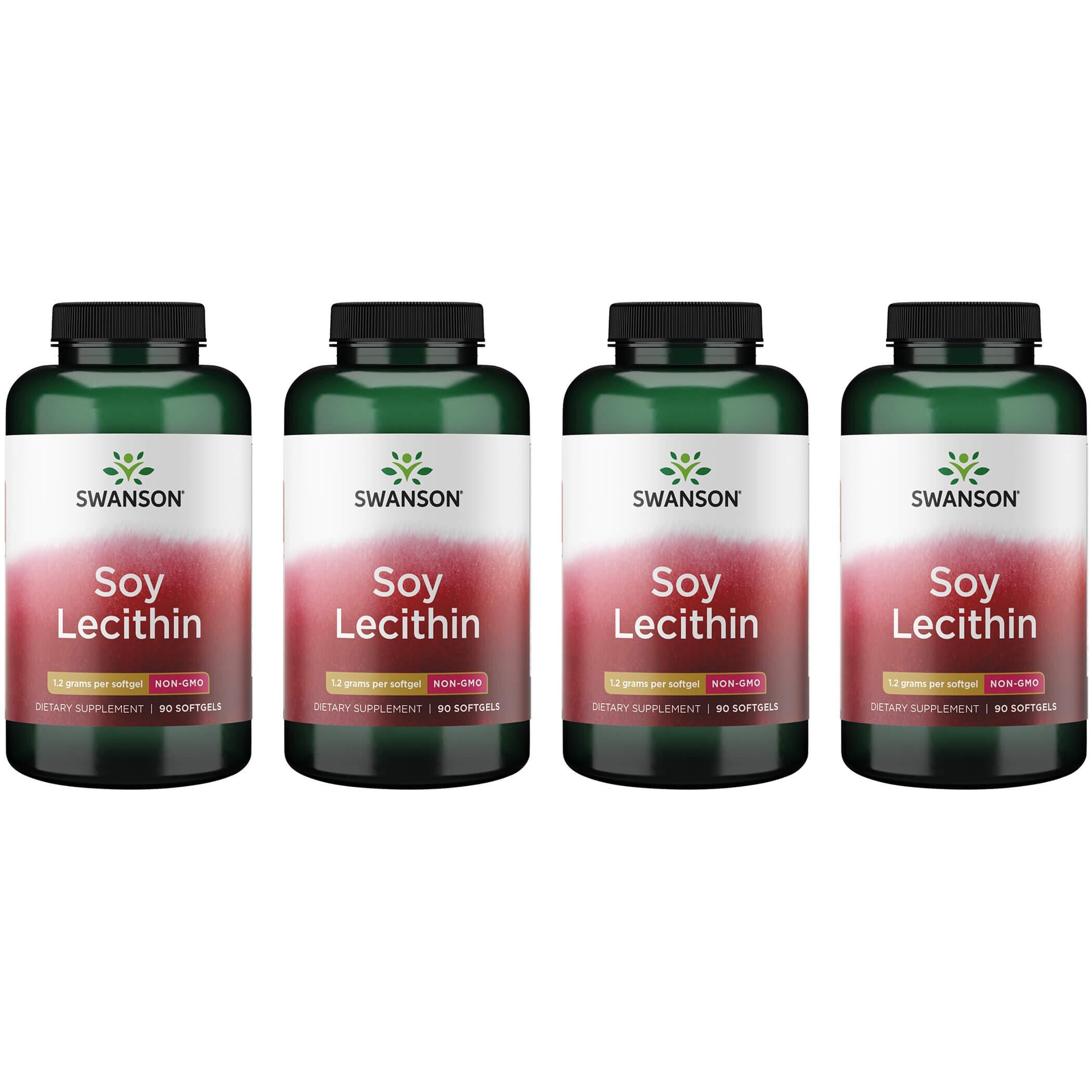 Swanson Premium Soy Lecithin Non-Gmo 4 Pack Supplement Vitamin 1.2 G 90 Soft Gels