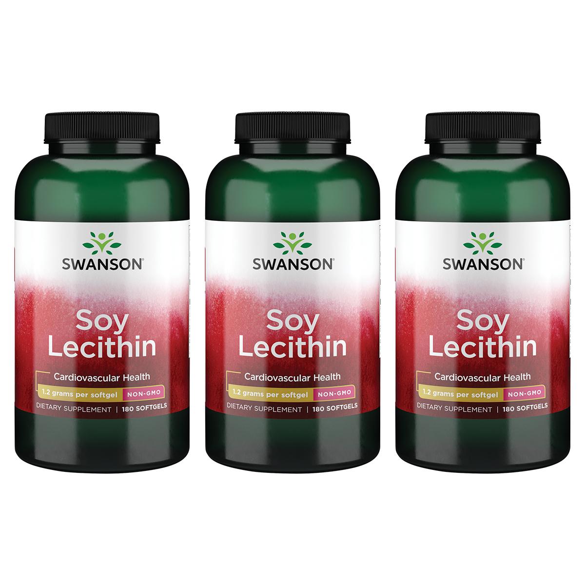 Swanson Premium Soy Lecithin Non-Gmo 3 Pack Supplement Vitamin 1.2 G 180 Soft Gels