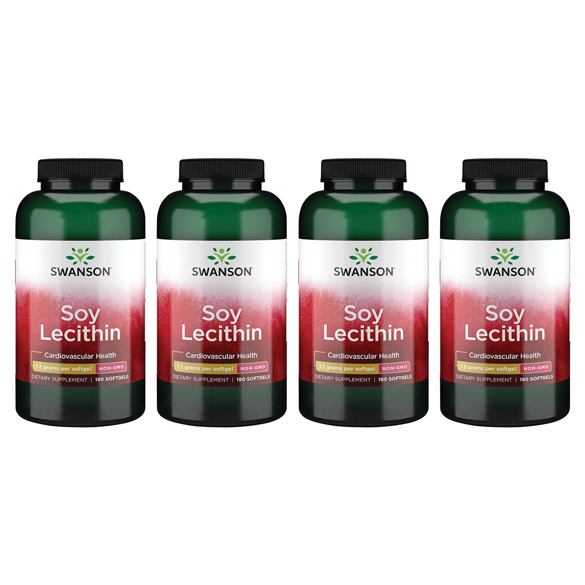 Swanson Premium Soy Lecithin Non-Gmo 4 Pack Supplement Vitamin 1.2 G 180 Soft Gels