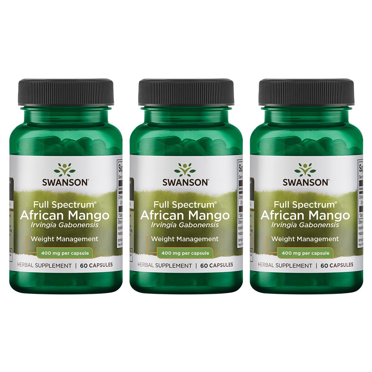 Swanson Premium Full Spectrum African Mango Irvingia Gabonensis 3 Pack Vitamin 400 mg 60 Caps Weight Management