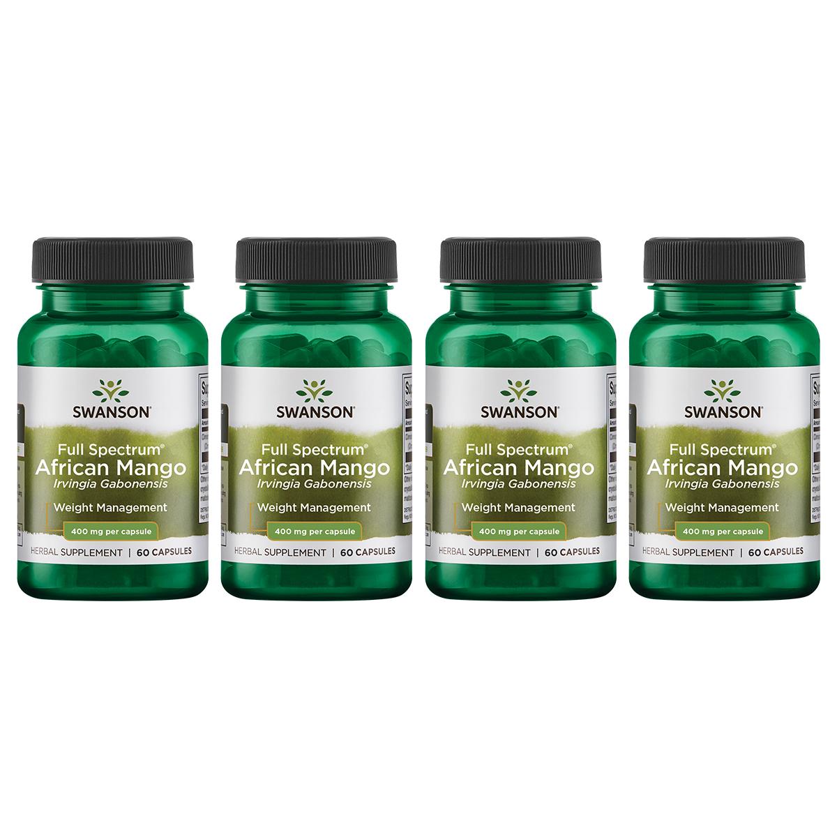 Swanson Premium Full Spectrum African Mango Irvingia Gabonensis 4 Pack Vitamin 400 mg 60 Caps Weight Management