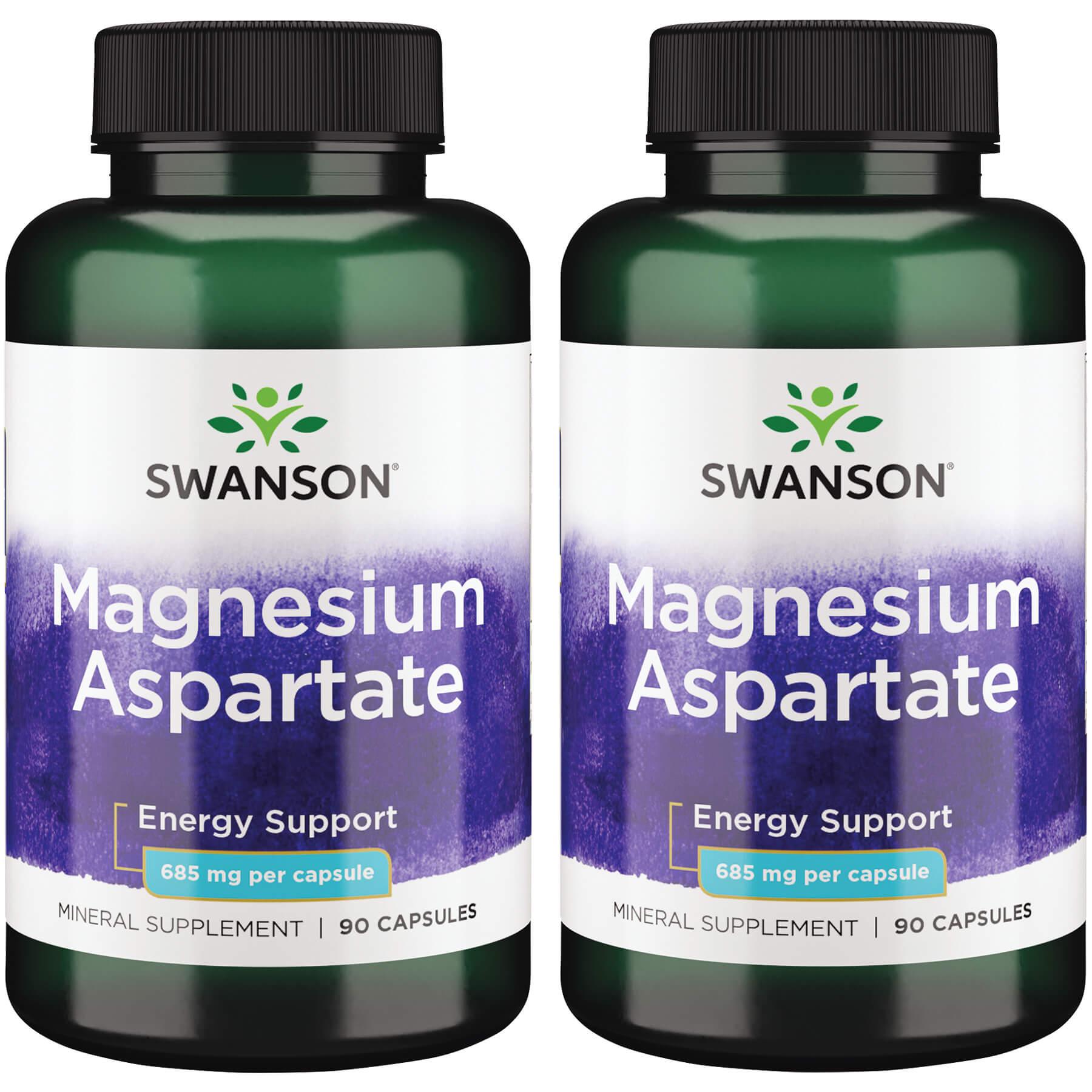 Swanson Premium Magnesium Aspartate 2 Pack Vitamin 685 mg 90 Caps