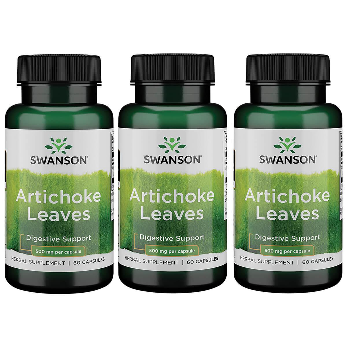 Swanson Premium Artichoke Leaves 3 Pack Vitamin 500 mg 60 Caps
