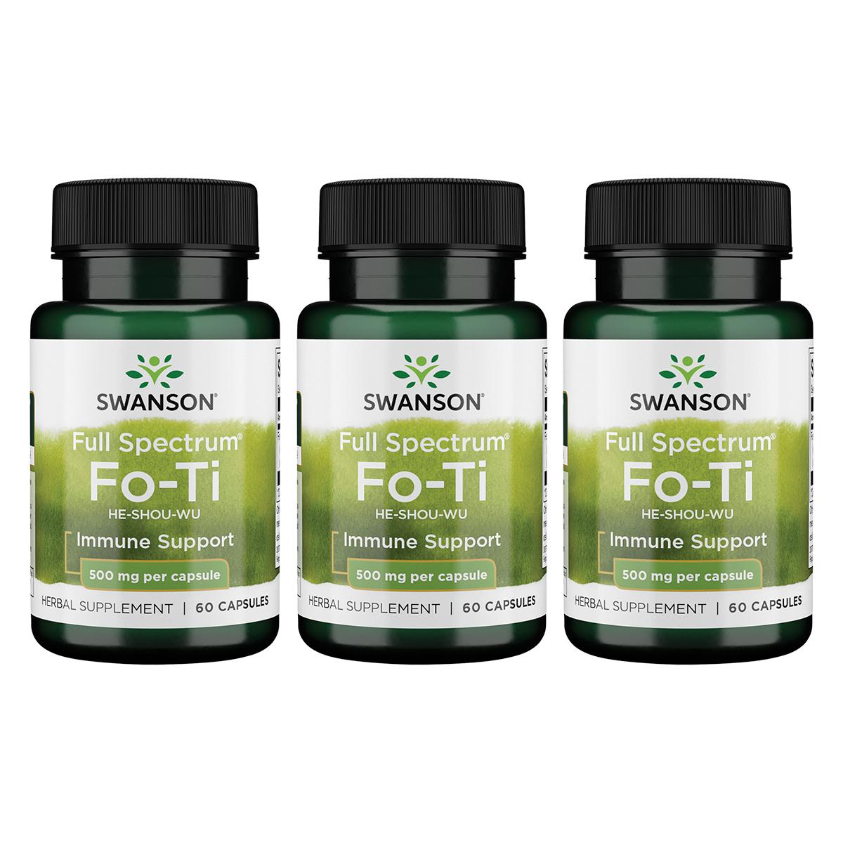 Swanson Premium Full Spectrum Fo-Ti He-Shou-Wu 3 Pack Vitamin 500 mg 60 Caps Herbs and Supplements