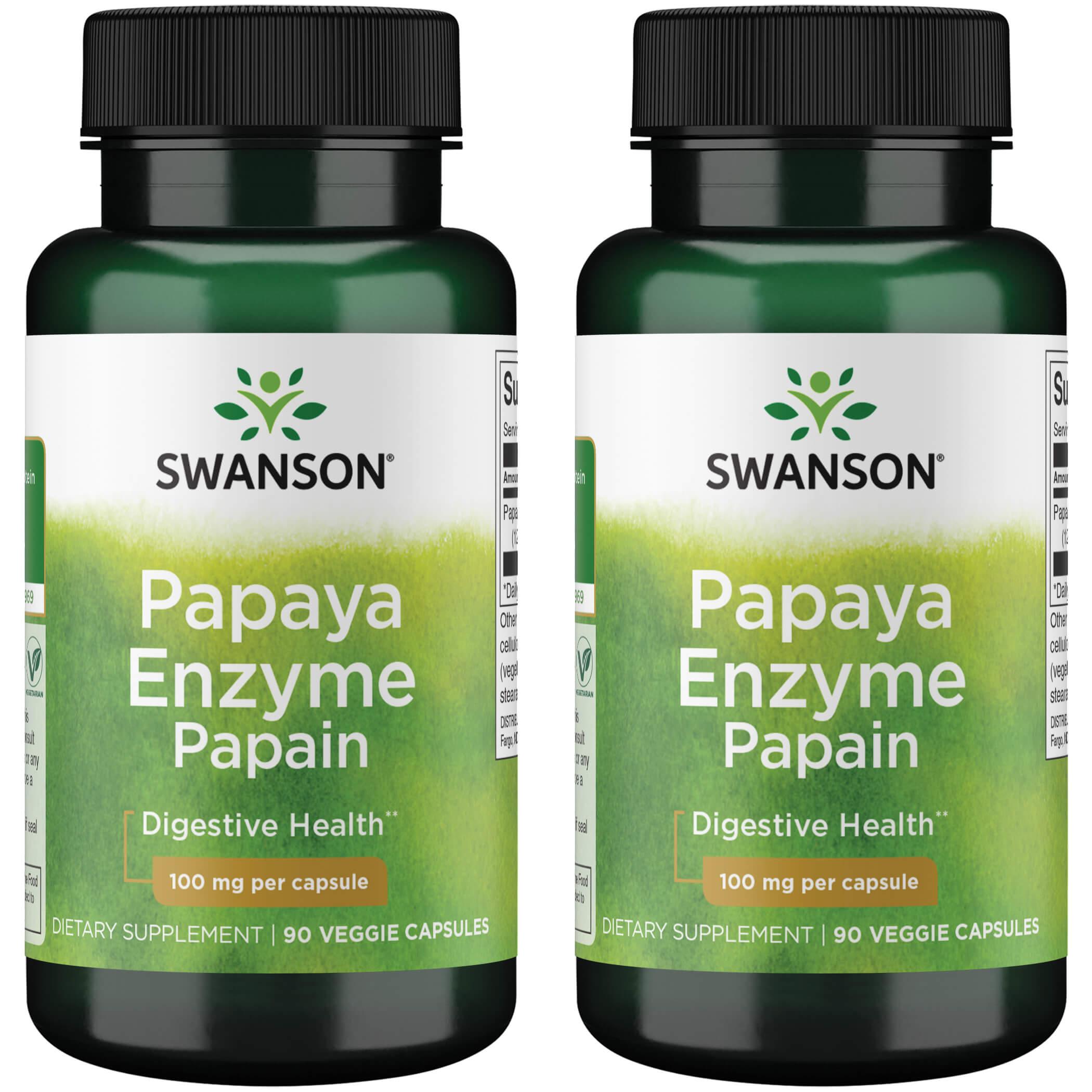 Swanson Premium Papaya Enzyme Papain 2 Pack Supplement Vitamin 100 mg 90 Veg Caps