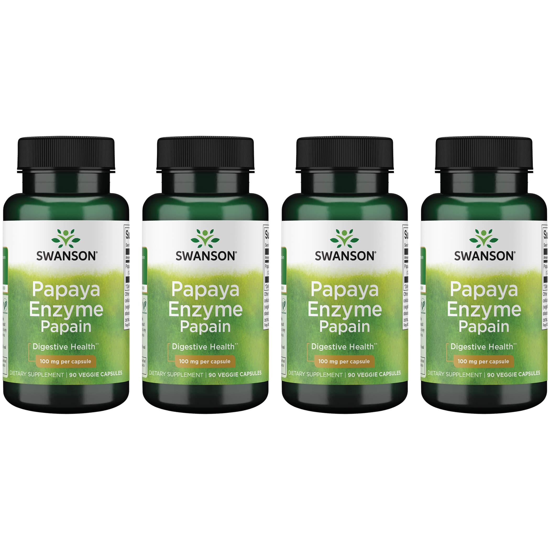 Swanson Premium Papaya Enzyme Papain 4 Pack Supplement Vitamin 100 mg 90 Veg Caps