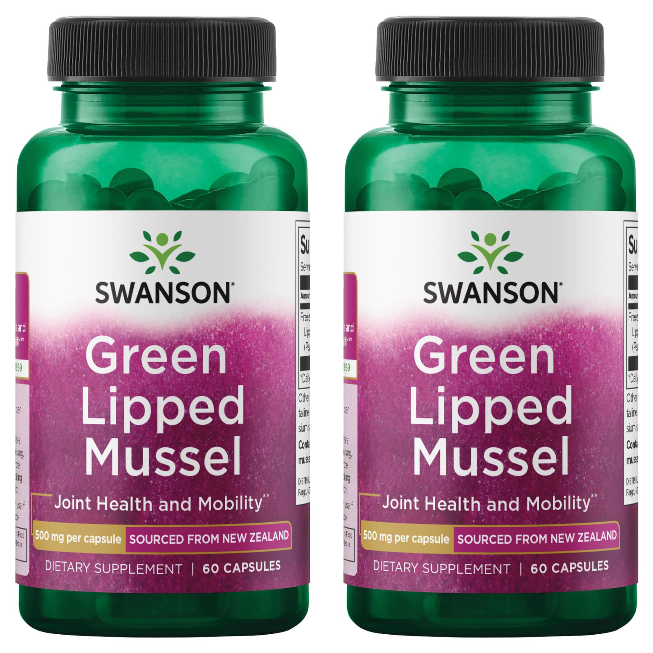 Swanson Premium Green Lipped Mussel 2 Pack Vitamin 500 mg 60 Caps