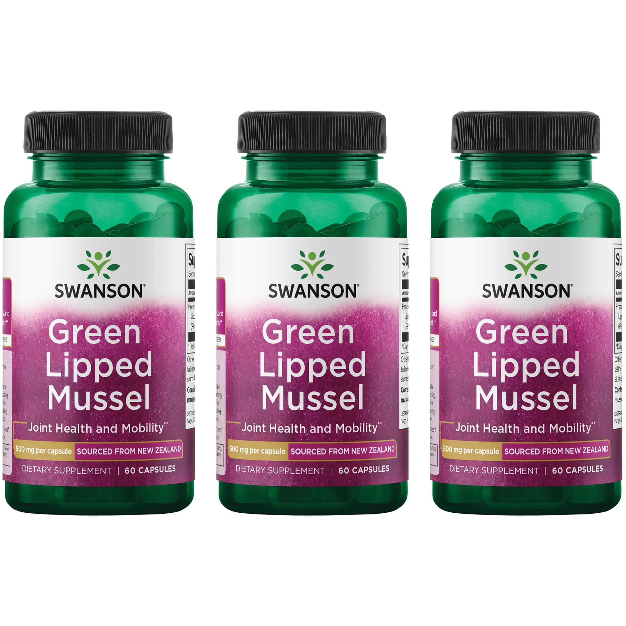 Swanson Premium Green Lipped Mussel 3 Pack Vitamin 500 mg 60 Caps