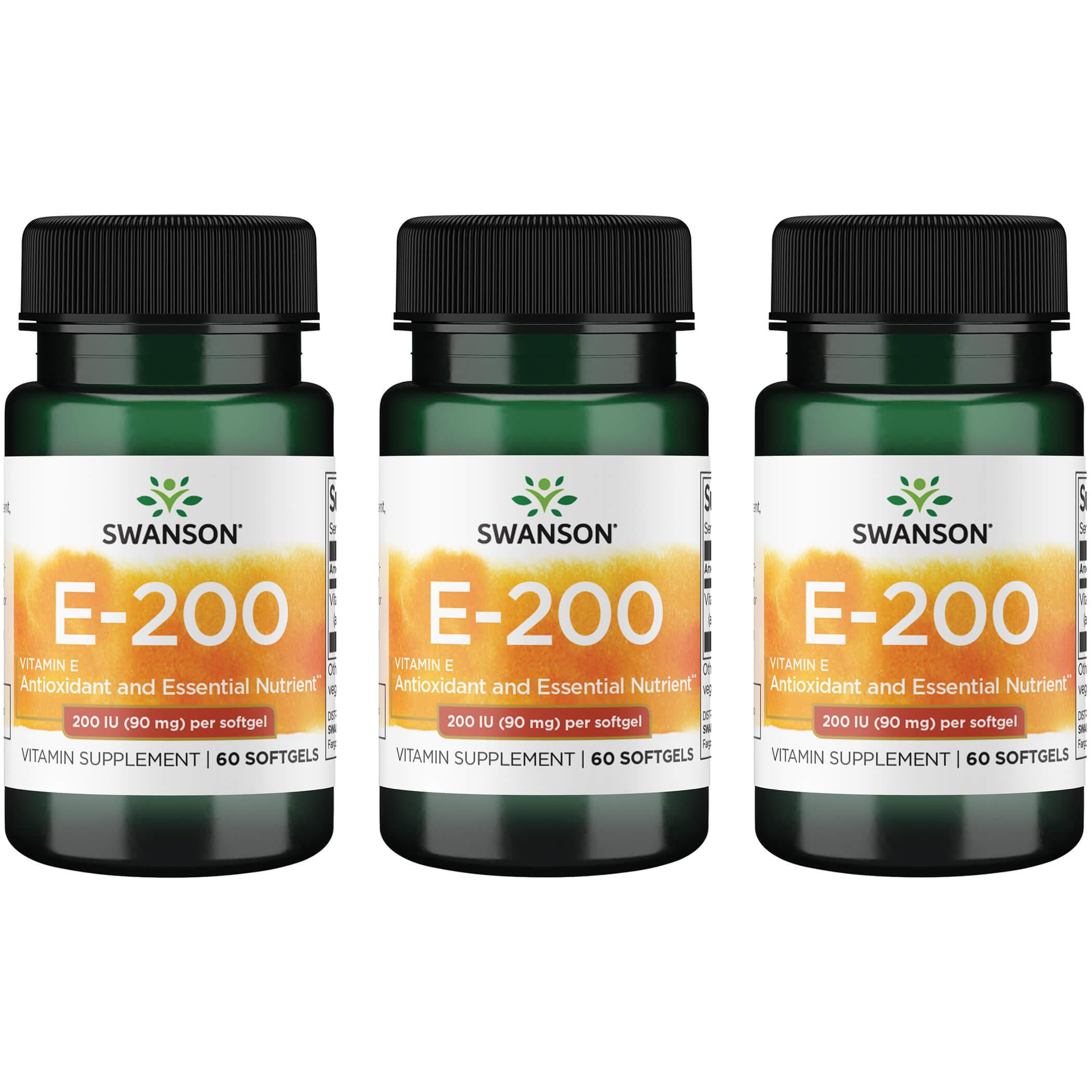 Swanson Premium Vitamin E 3 Pack 200 Iu 60 Soft Gels