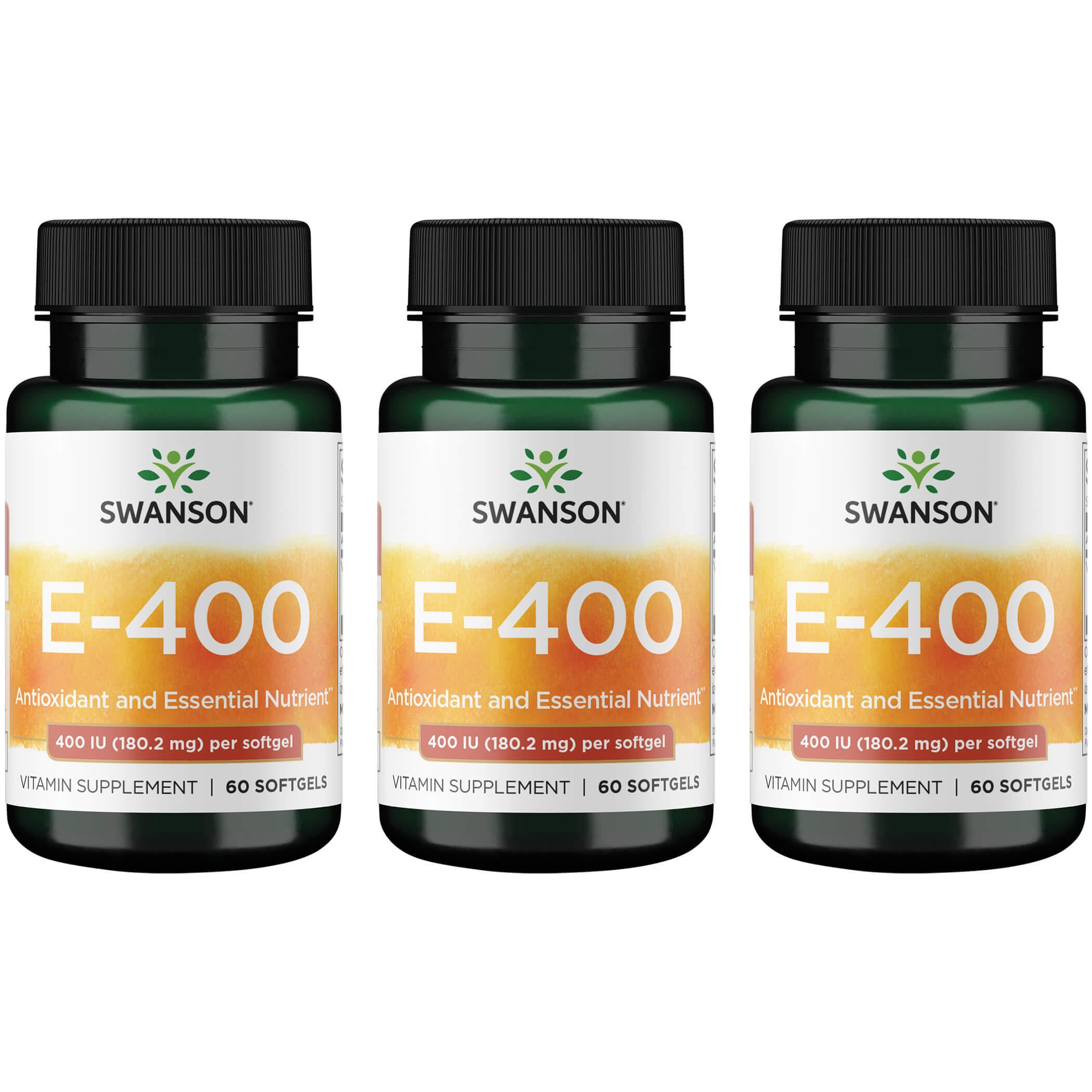 Swanson Premium Vitamin E 3 Pack 400 Iu 60 Soft Gels