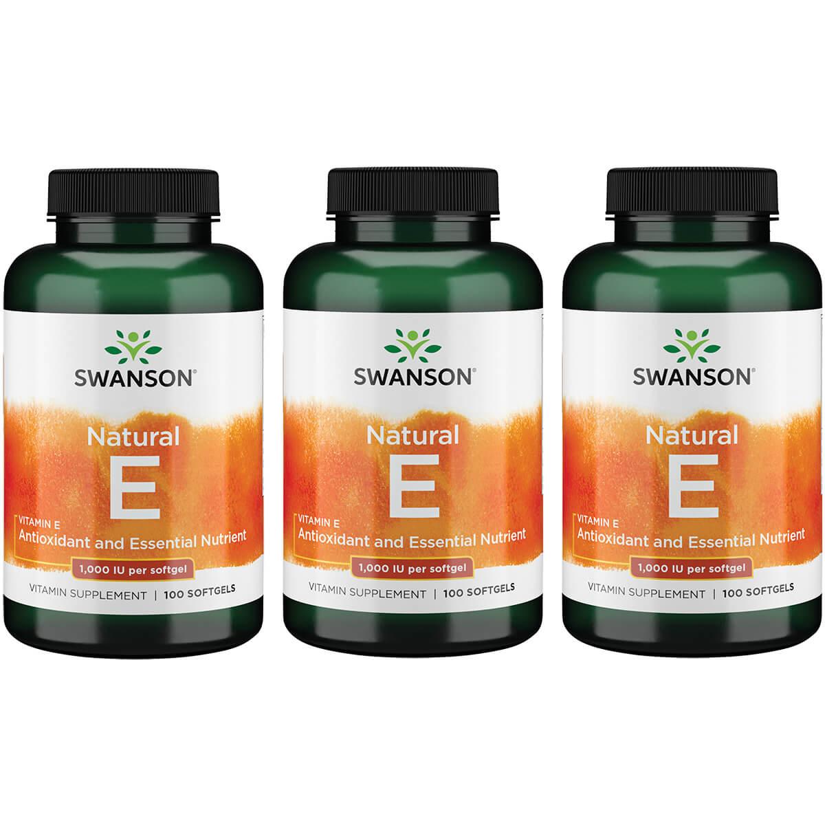 Swanson Premium Natural Vitamin E 3 Pack 1000 Iu 100 Soft Gels