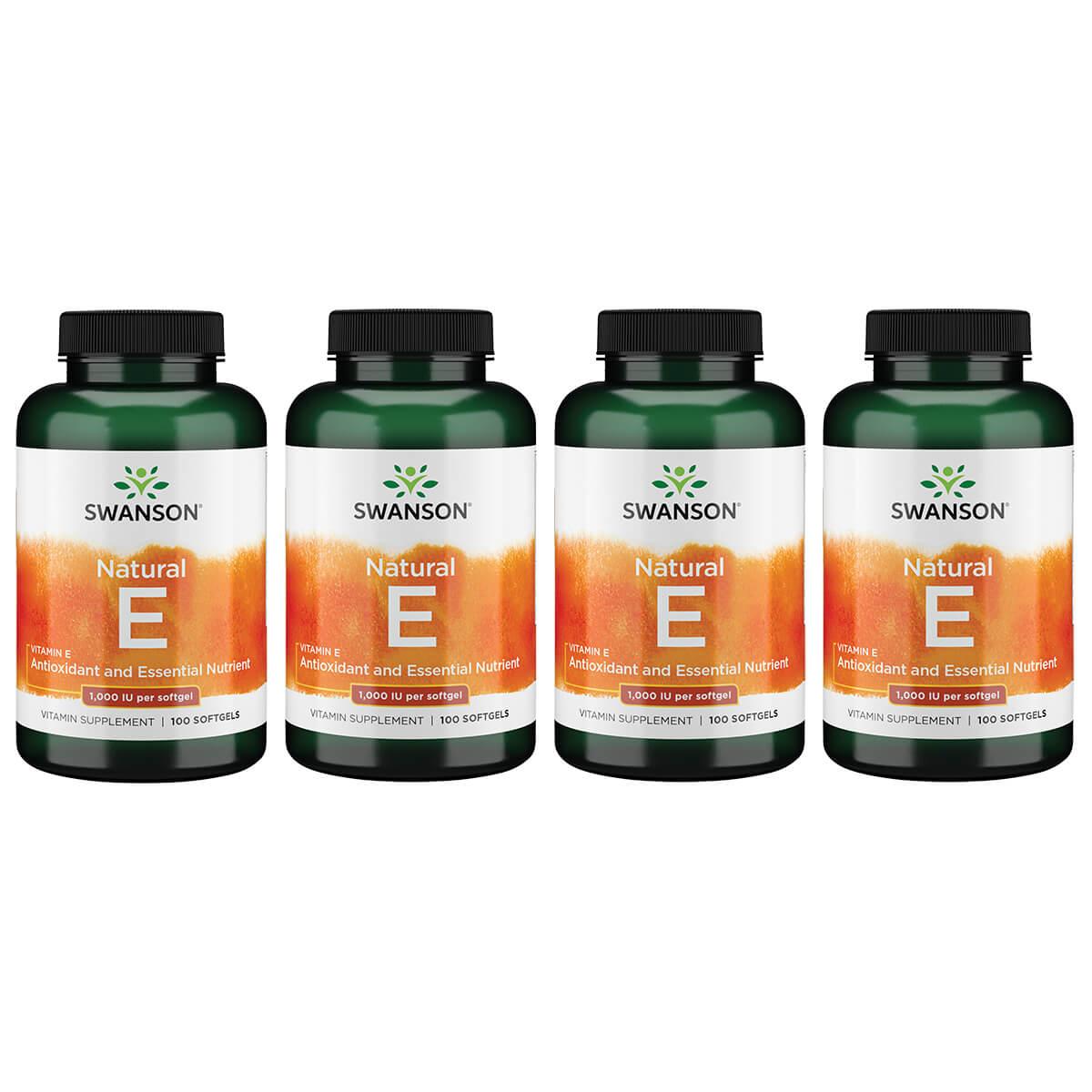 Swanson Premium Natural Vitamin E 4 Pack 1000 Iu 100 Soft Gels