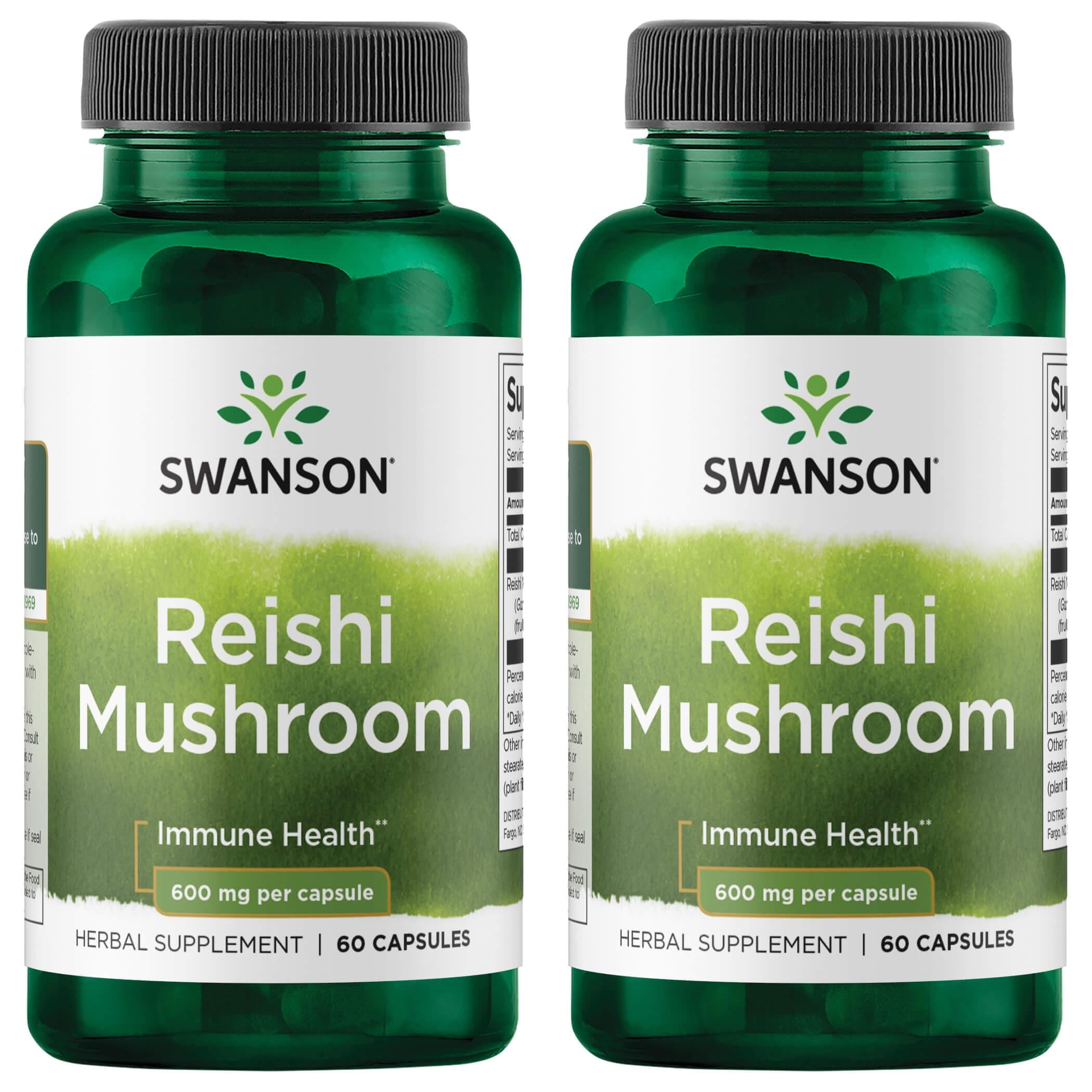 Swanson Premium Reishi Mushroom 2 Pack Vitamin 600 mg 60 Veg Caps Herbs and Supplements