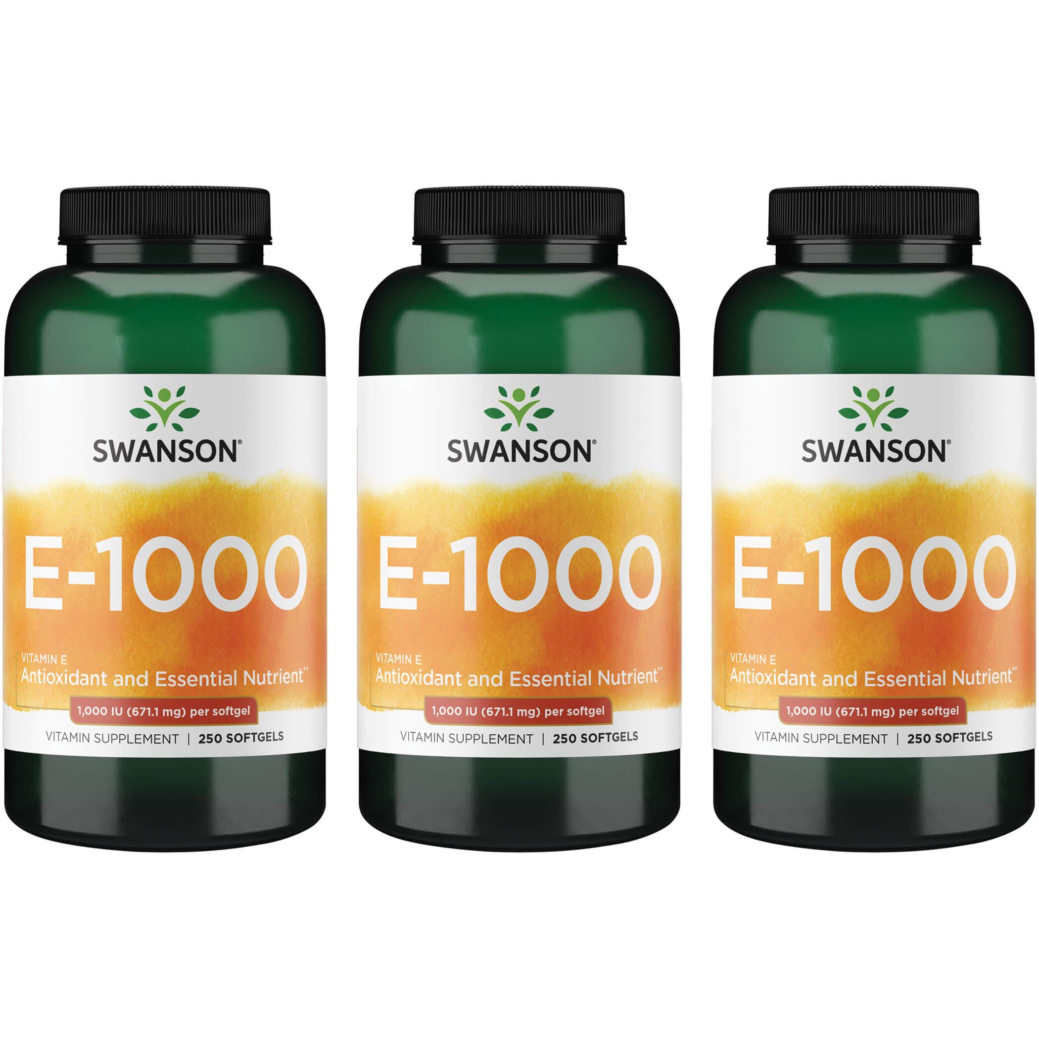 Swanson Premium Natural Vitamin E 3 Pack 1000 Iu 250 Soft Gels