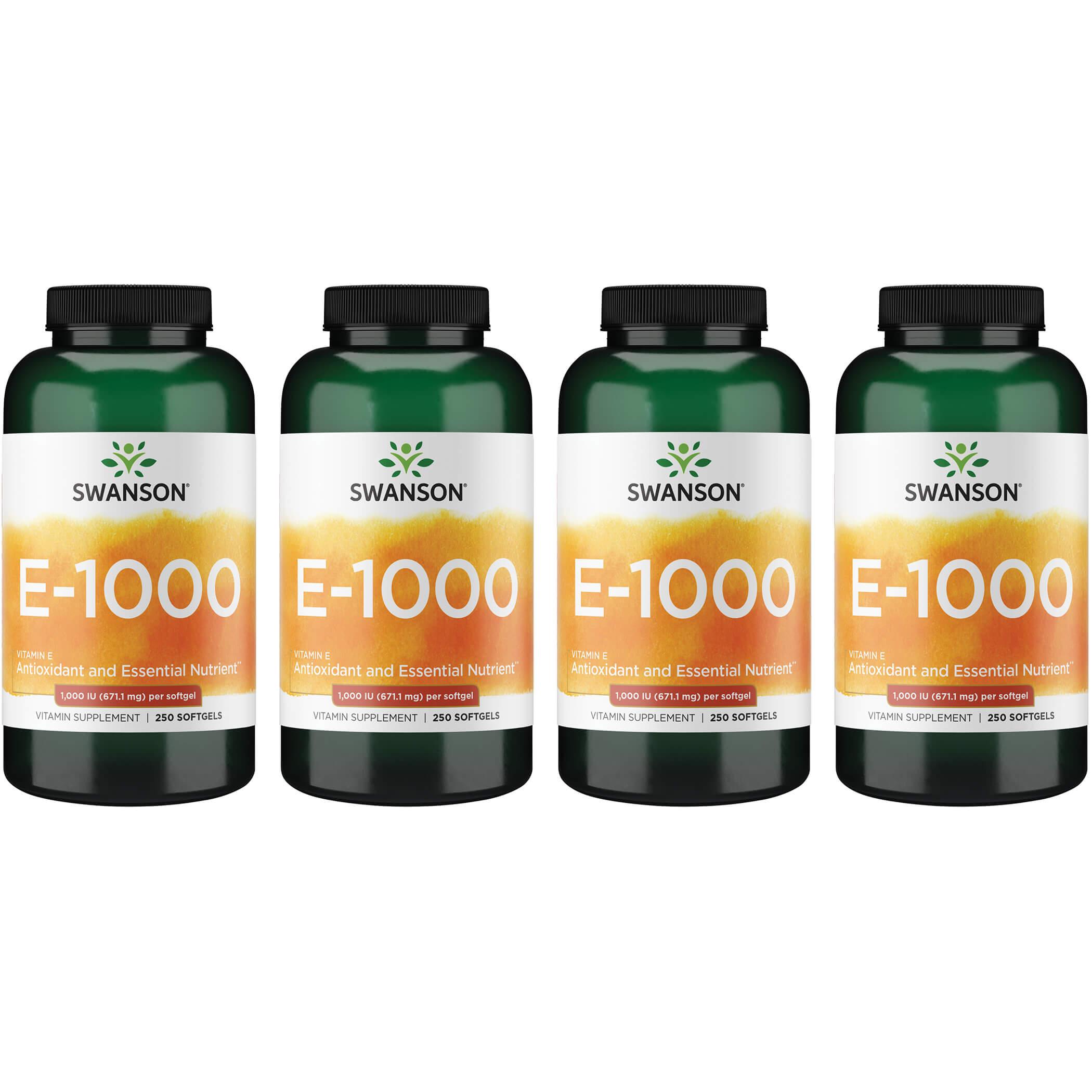 Swanson Premium Natural Vitamin E 4 Pack 1000 Iu 250 Soft Gels