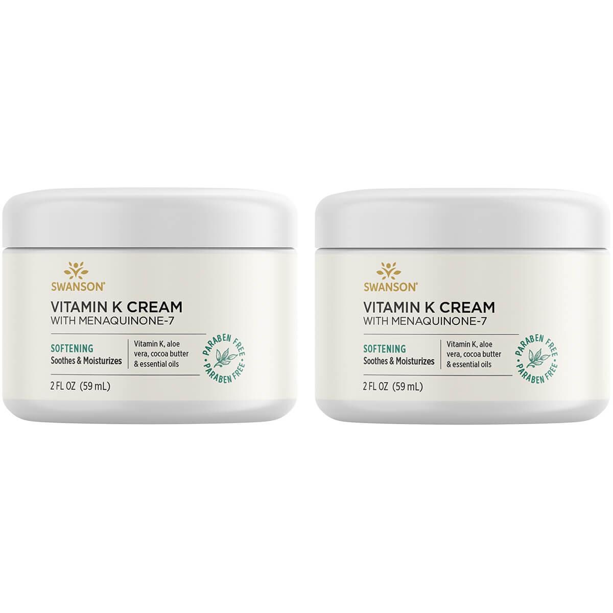 Swanson Premium Vitamin K Cream with Menaquinone-7 2 Pack 2 fl oz Cream
