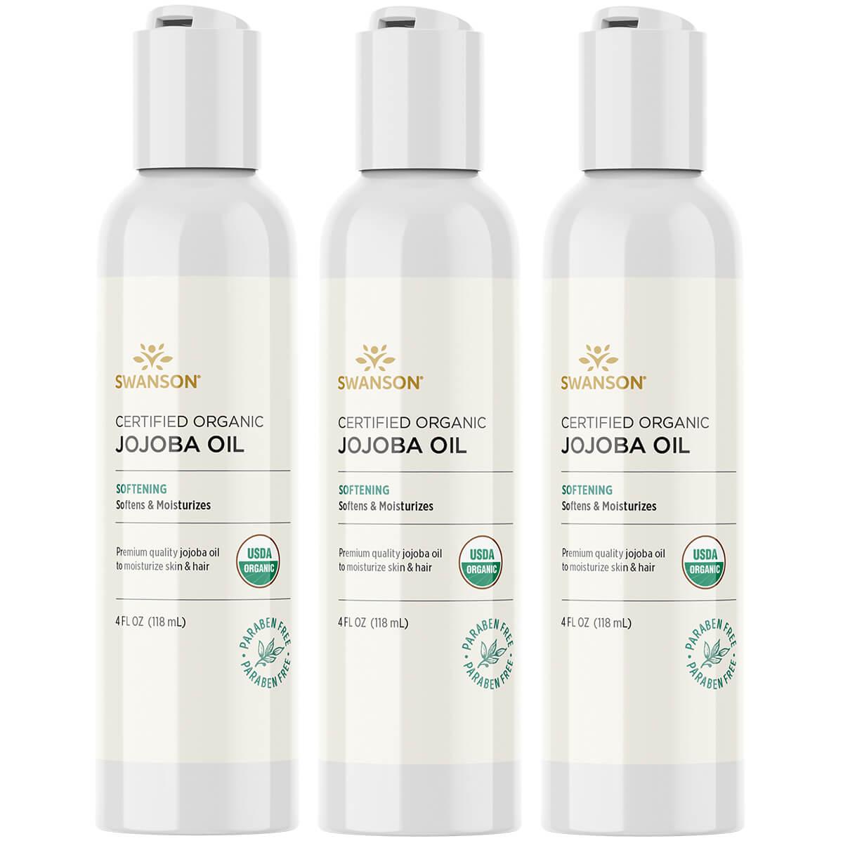 Swanson Premium Certified Organic Jojoba Oil 3 Pack 4 fl oz Liquid Essential Oils