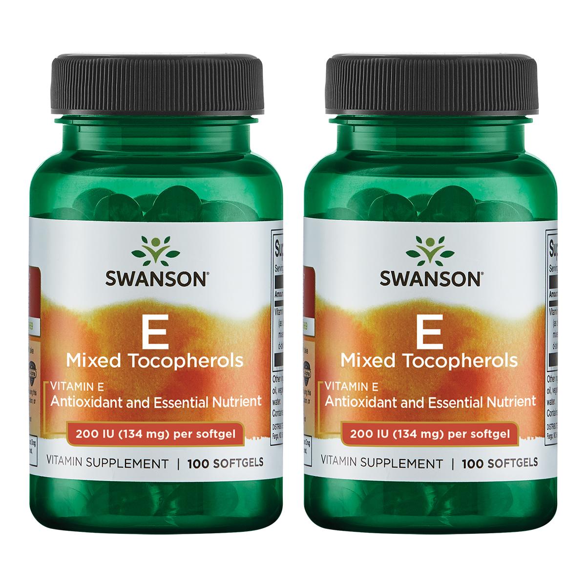 Swanson Premium Vitamin E Mixed Tocopherols 2 Pack 200 Iu 100 Soft Gels