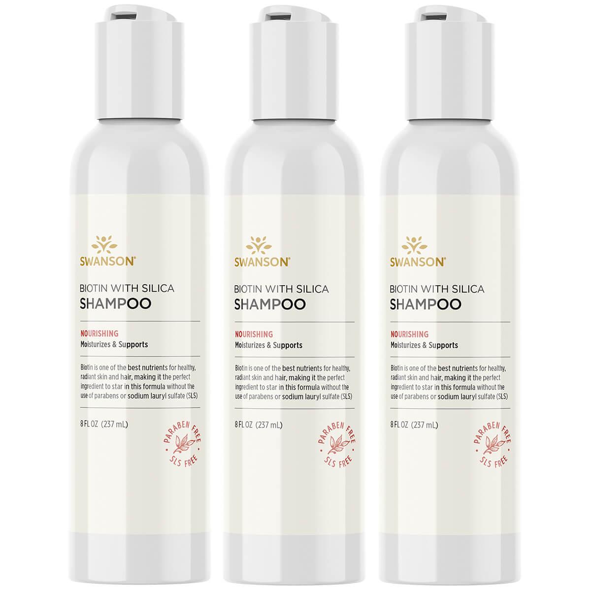 Swanson Premium Biotin with Silica Shampoo 3 Pack 8 fl oz Liquid