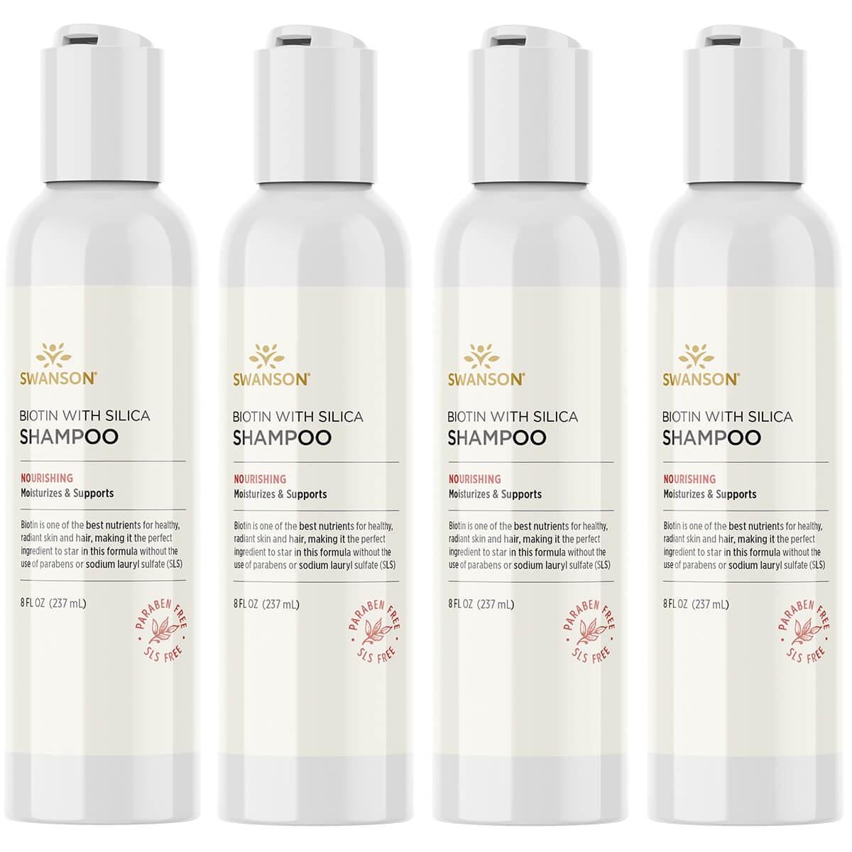 Swanson Premium Biotin with Silica Shampoo 4 Pack 8 fl oz Liquid