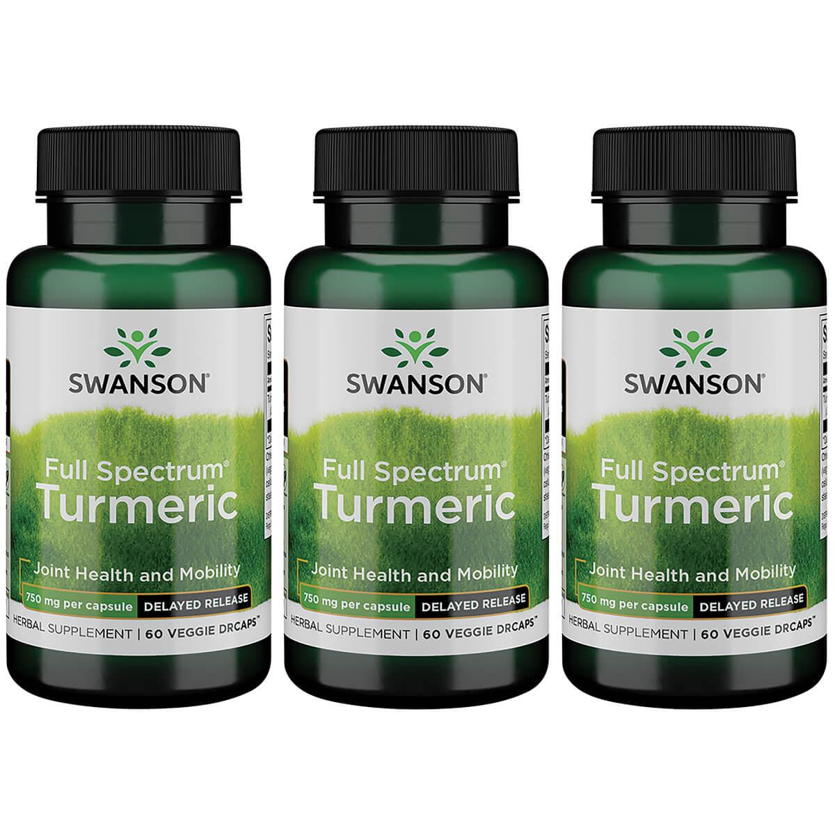 Swanson Premium Full Spectrum Turmeric 3 Pack Vitamin 750 mg 60 Vg Embo Ap