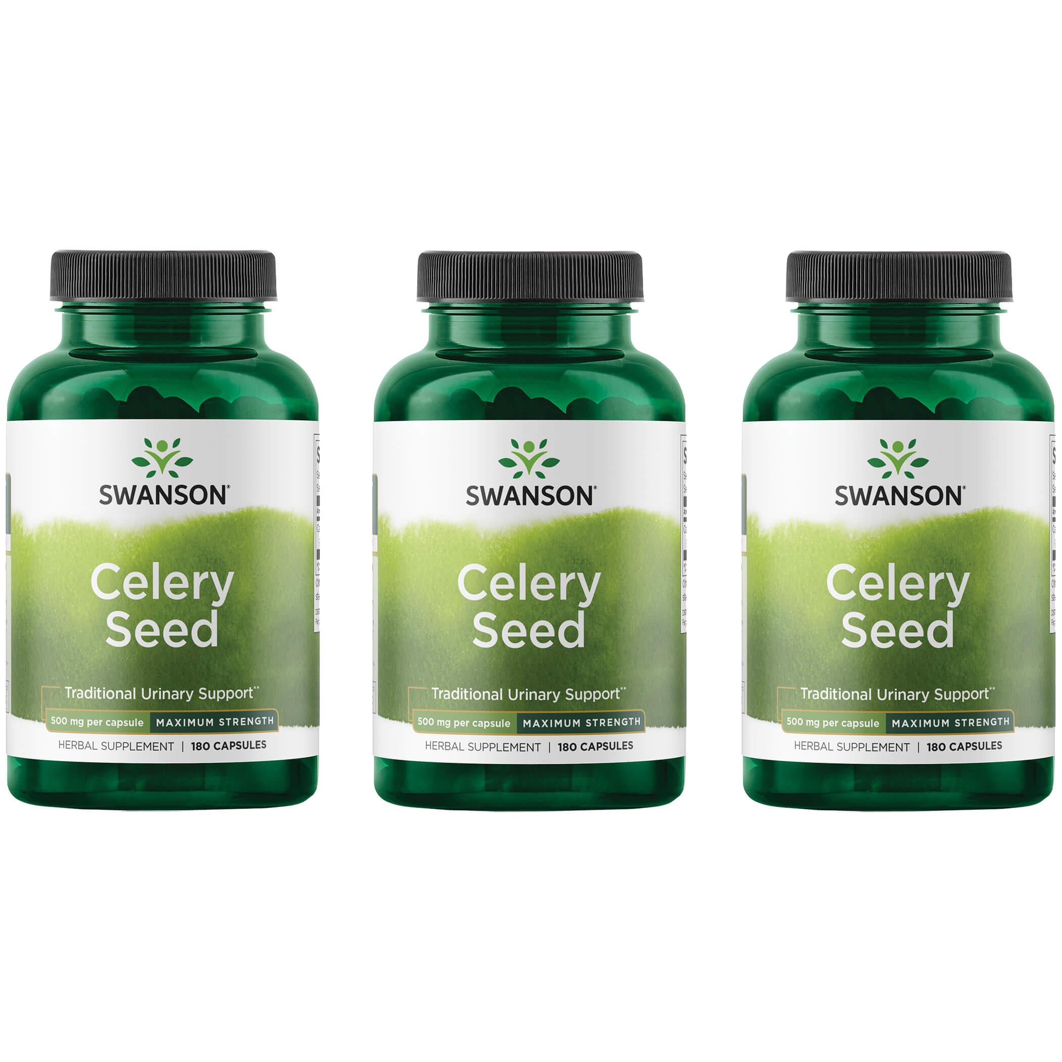 Swanson Premium Celery Seed - Maximum Strength 3 Pack Vitamin 500 mg 180 Caps