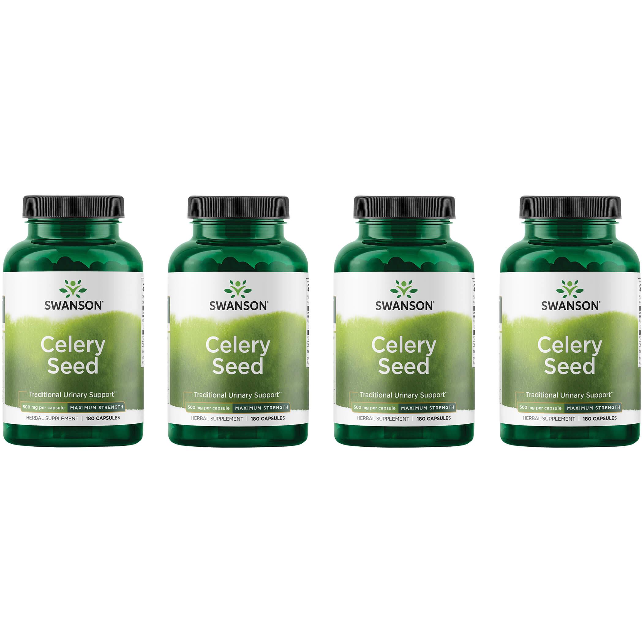 Swanson Premium Celery Seed - Maximum Strength 4 Pack Vitamin 500 mg 180 Caps