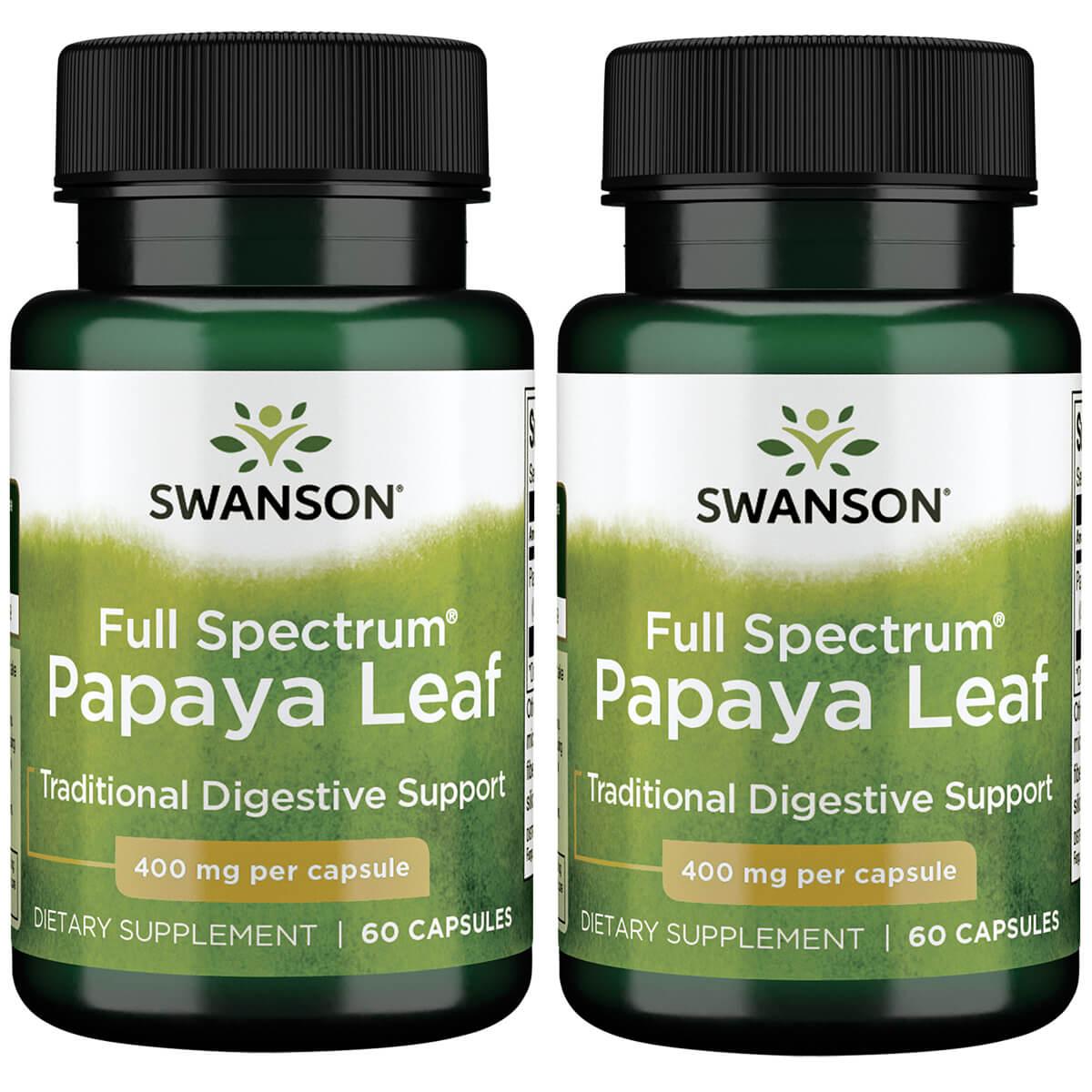 Swanson Premium Full Spectrum Papaya Leaf 2 Pack Vitamin 400 mg 60 Caps