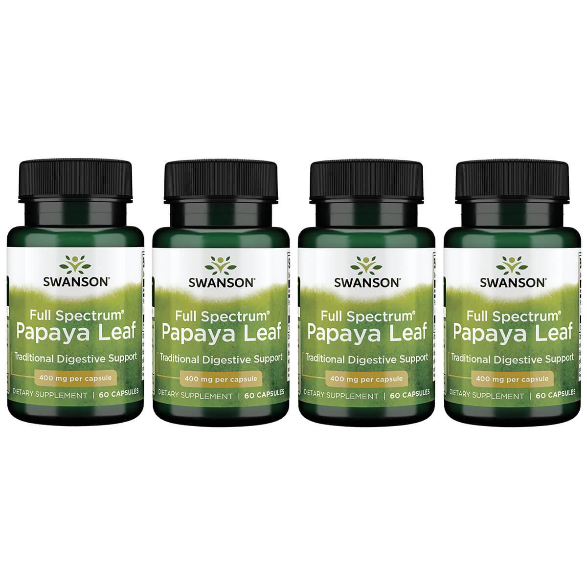 Swanson Premium Full Spectrum Papaya Leaf 4 Pack Vitamin 400 mg 60 Caps
