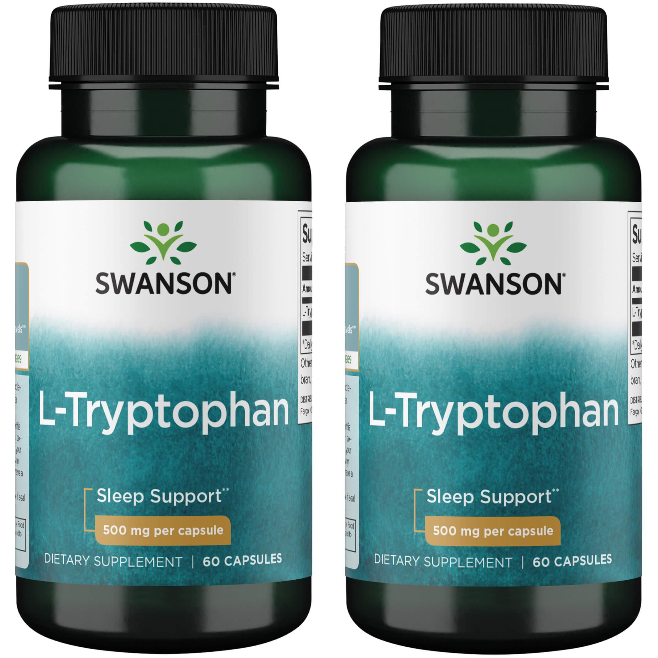 Swanson Premium L-Tryptophan 2 Pack Supplement Vitamin 500 mg 60 Caps