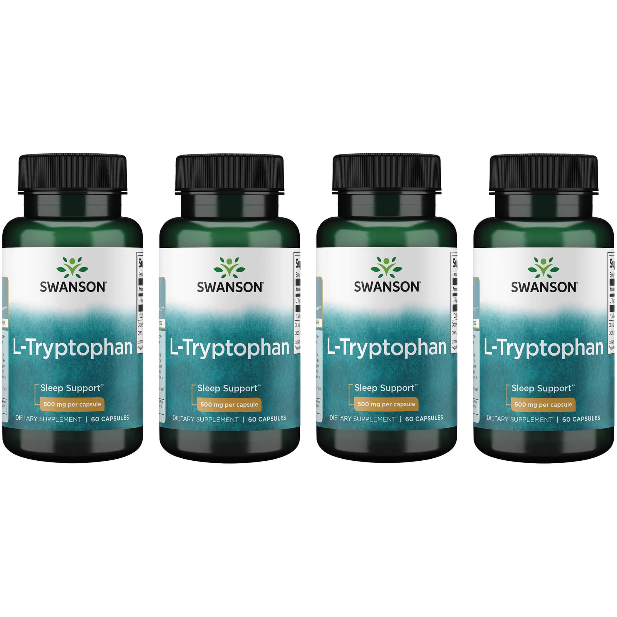 Swanson Premium L-Tryptophan 4 Pack Supplement Vitamin 500 mg 60 Caps