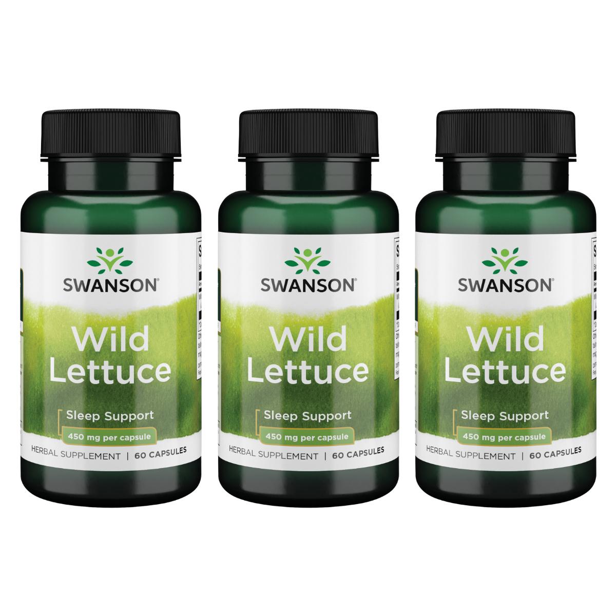 Swanson Premium Wild Lettuce 3 Pack Vitamin 450 mg 60 Caps