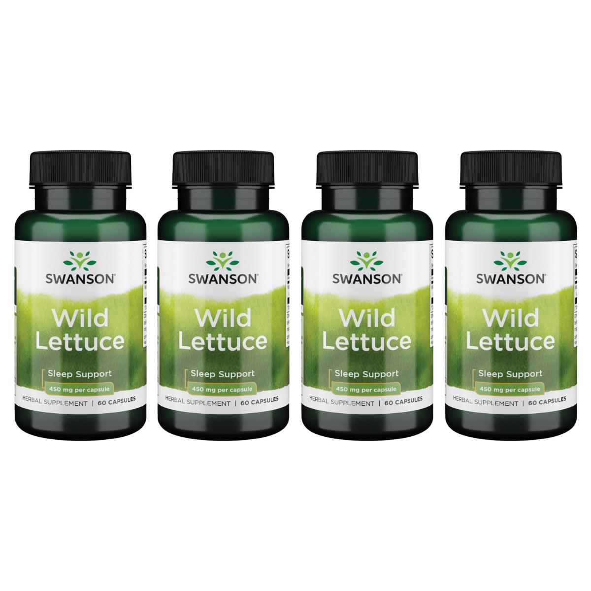 Swanson Premium Wild Lettuce 4 Pack Vitamin 450 mg 60 Caps