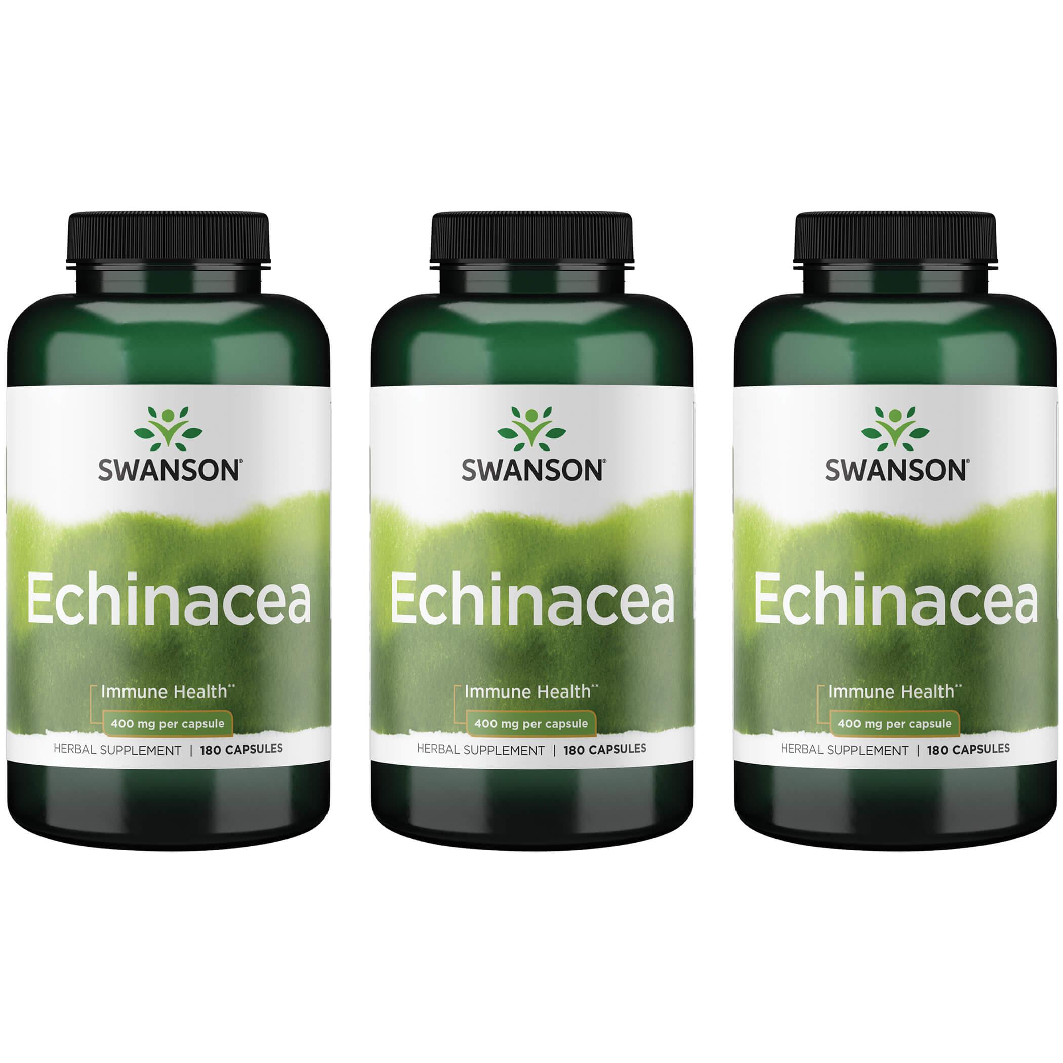 Swanson Premium Echinacea 3 Pack Vitamin 400 mg 180 Caps Herbs and Supplements