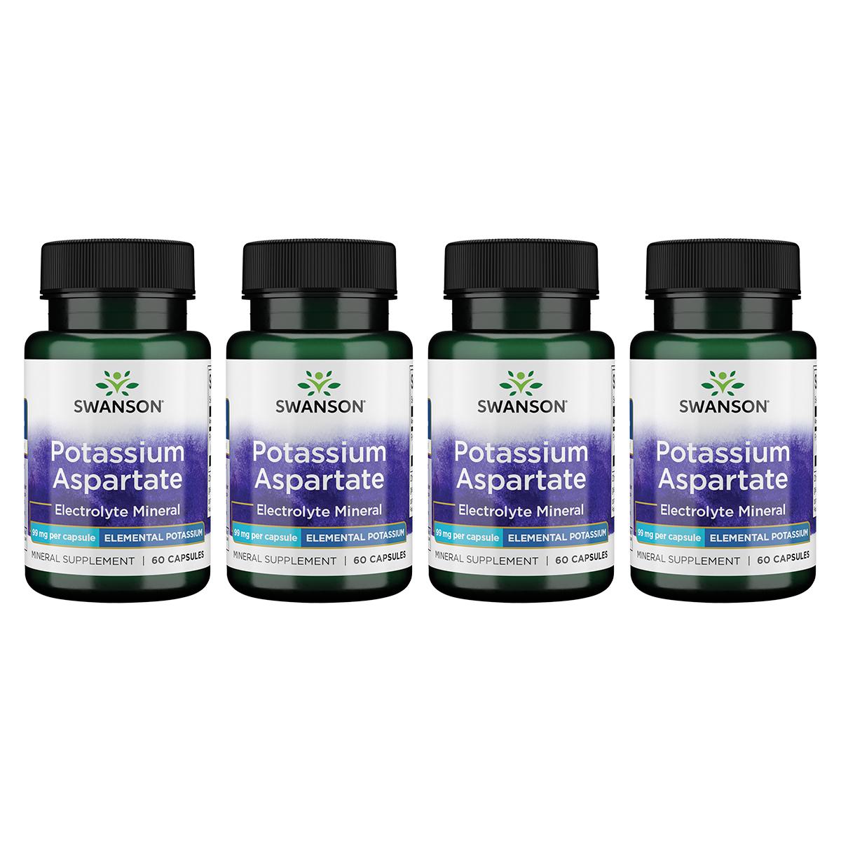 Swanson Premium Potassium Aspartate - Elemental 4 Pack Vitamin 99 mg 60 Caps