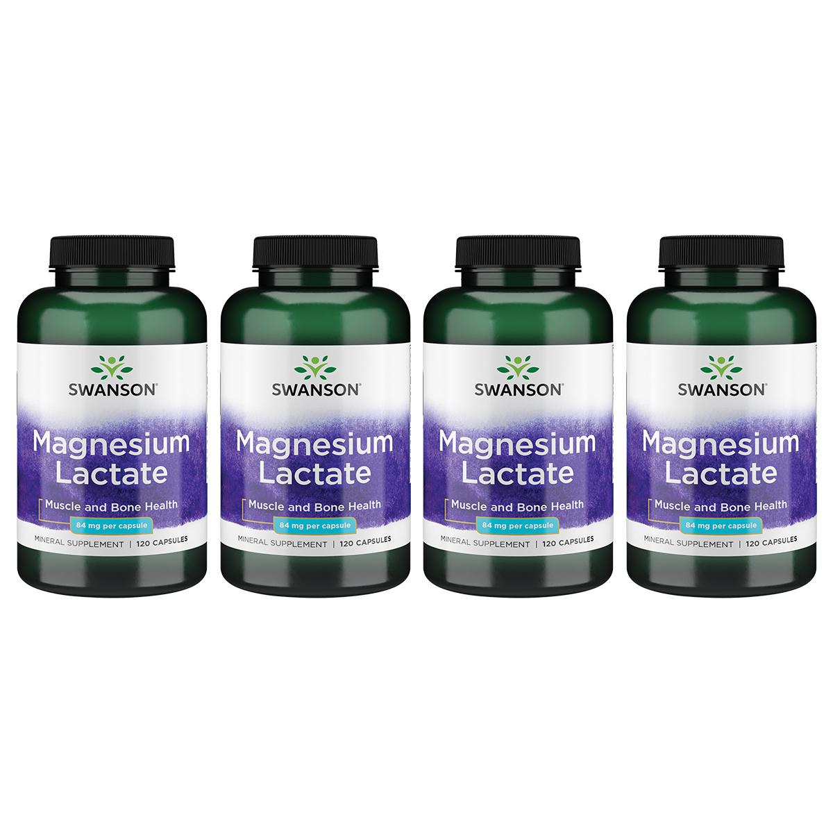 Swanson Premium Magnesium Lactate 4 Pack Vitamin 84 mg 120 Caps