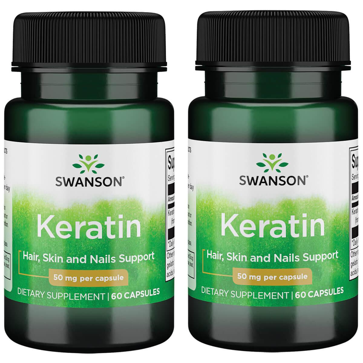 Swanson Premium Keratin 2 Pack Supplement Vitamin 50 mg 60 Caps