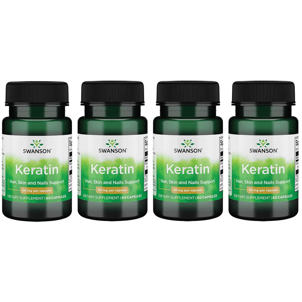 Swanson Premium Keratin 4 Pack Supplement Vitamin 50 mg 60 Caps